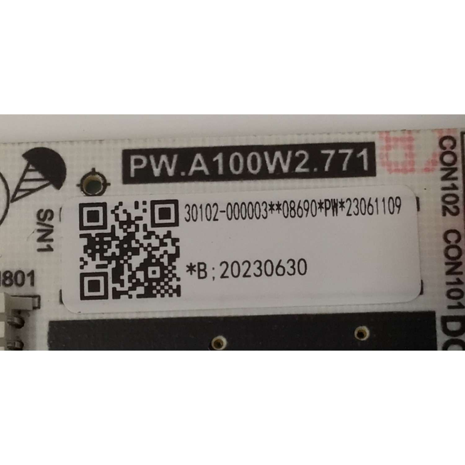 FUENTE DE PODER PARA TV TCL / NUMERO DE PARTE 30102-000003 / PW.A100W2.771 / 23061109 / 20230630 / B23061109-0A07543 / DISPLAY ST4251D02-1 VER.2.1 / MODELO 43S454 - Imagen 3