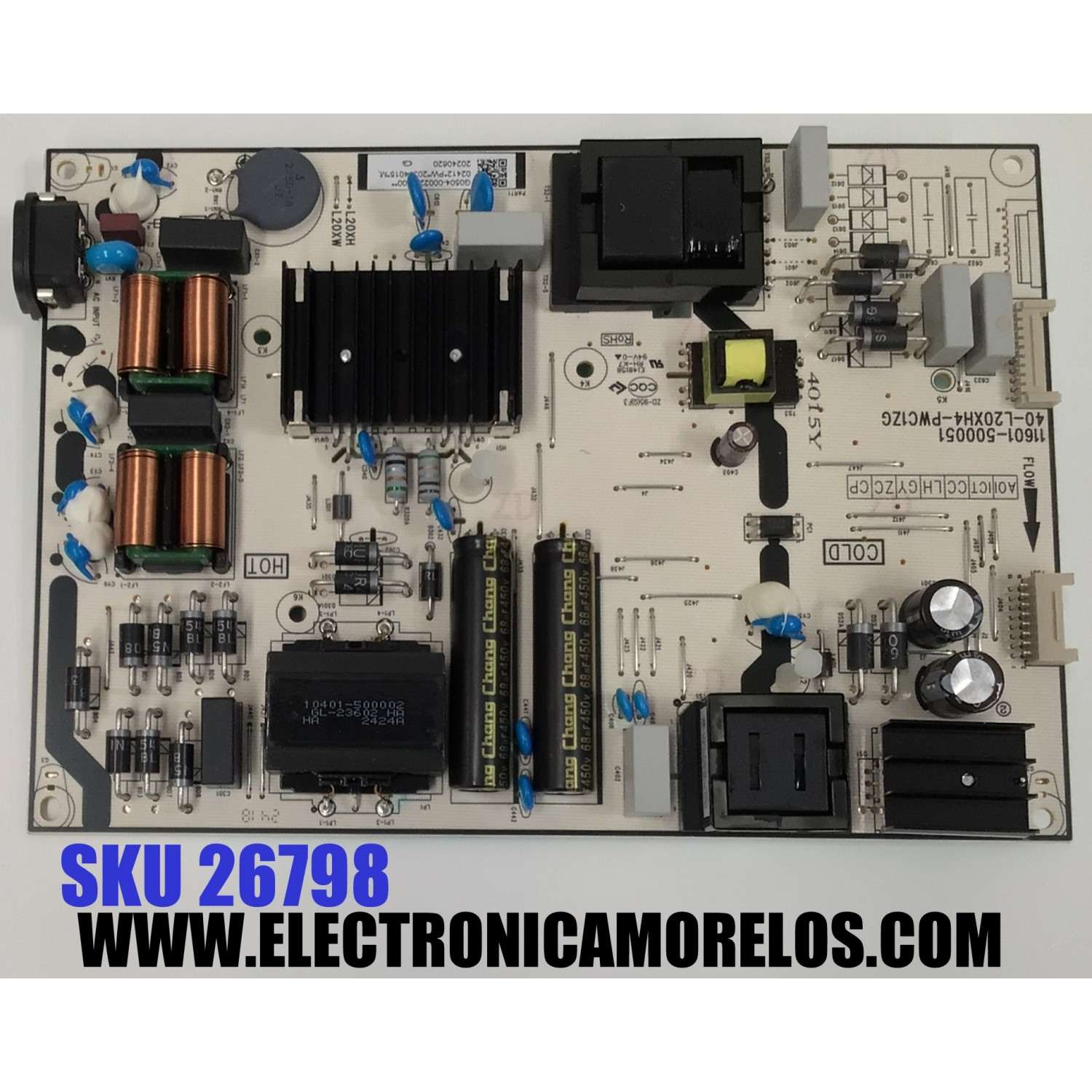 FUENTE DE PODER ORIGINAL PARA TV TCL / NUMERO DE PARTE G0504-000222 / 40-L20XH4-PWC1ZG / 11601-500051 / G0504-000222-Z00 / 20374015 / 20240620 / PANEL LVU750NDAL / DISPLAY ST7461D03-2 VER.2.2 / MODELOS 75S41BR / 75S451 / 75S451G
