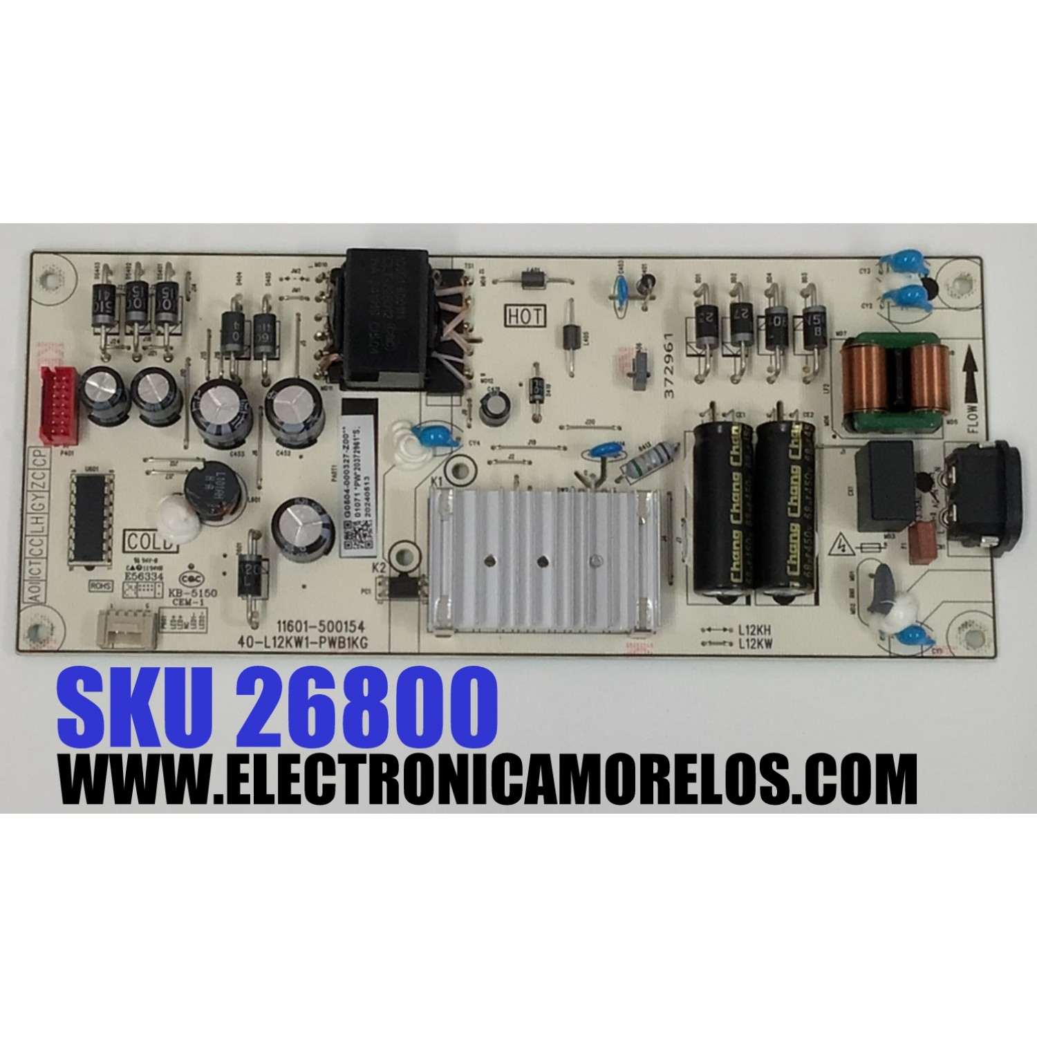 FUENTE DE PODER ORIGINAL PARA TV TCL / NUMERO DE PARTE G0504-000327 / 40-L12KW1-PWB1KG / 11601-500154 / G0504-000327-Z00 / 20372961 / 20240513 / PANEL LVU430NDAL / DISPLAY PT430GT03-1 VER.1.0 / MODELO 43Q51BG / 43Q51BR / 43Q5K