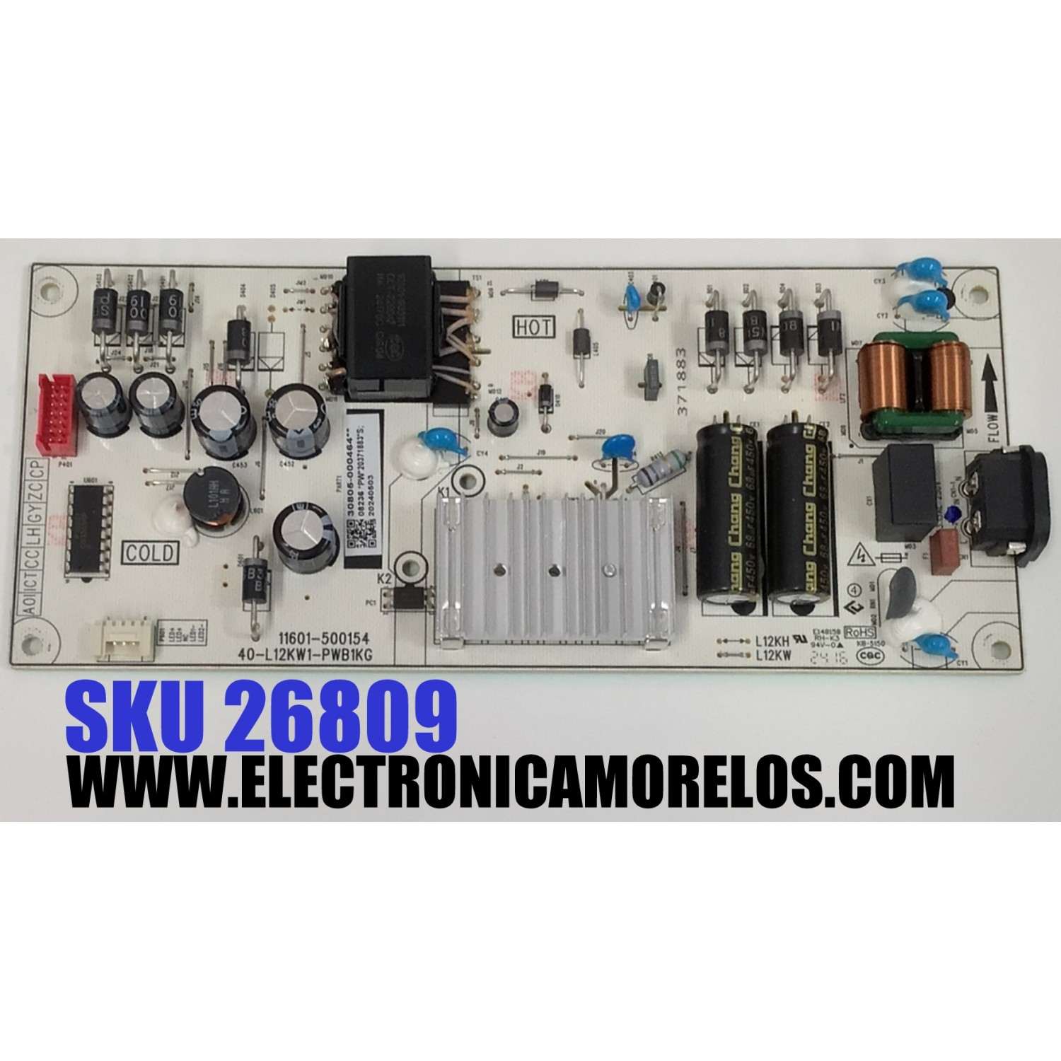 FUENTE DE PODER PARA TV TCL / NUMERO DE PARTE 30805-000464 / 40-L12KW1-PWB1KG / 11601-500154 / 20371883 / 202440503 / PANEL LVU500NDAL / DISPLAY CV500U2-L02 REV:01 / MODELO 50G31 / 50S451
