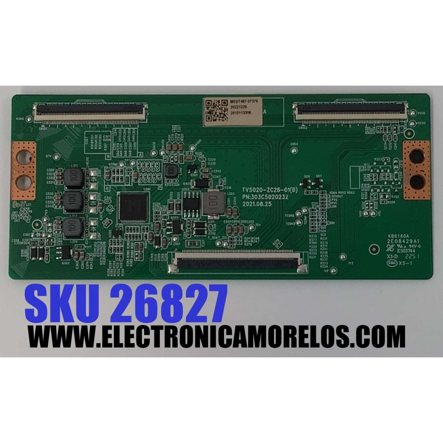 T-CON PARA TV ONN ORIGINAL / NUMERO DE PARTE 513C5020M02 / TV5020-ZC26-01(B) / 303C5020232 / 20221226 / 2010113306 / DISPLAY HF500QUB-F20 / MODELO 100012585 50" / 100133204 50"