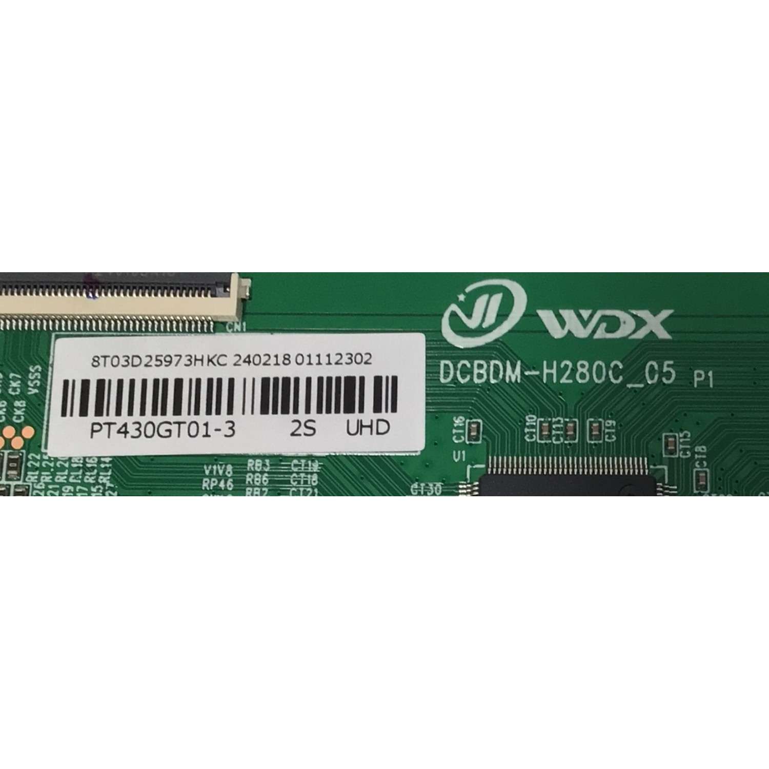 T-CON PARA TV VIZIO / NUMERO DE PARTE 8T03D25973HKC / DCM-H280C_05 / PT430GT01-3 / 240218 / 01112302 / PANEL TPT430WR-GT013.H REV:S12J / DISPLAY PT430GT01-3 VER.1.2 / MODELO V4K43M-0801 - Imagen 2