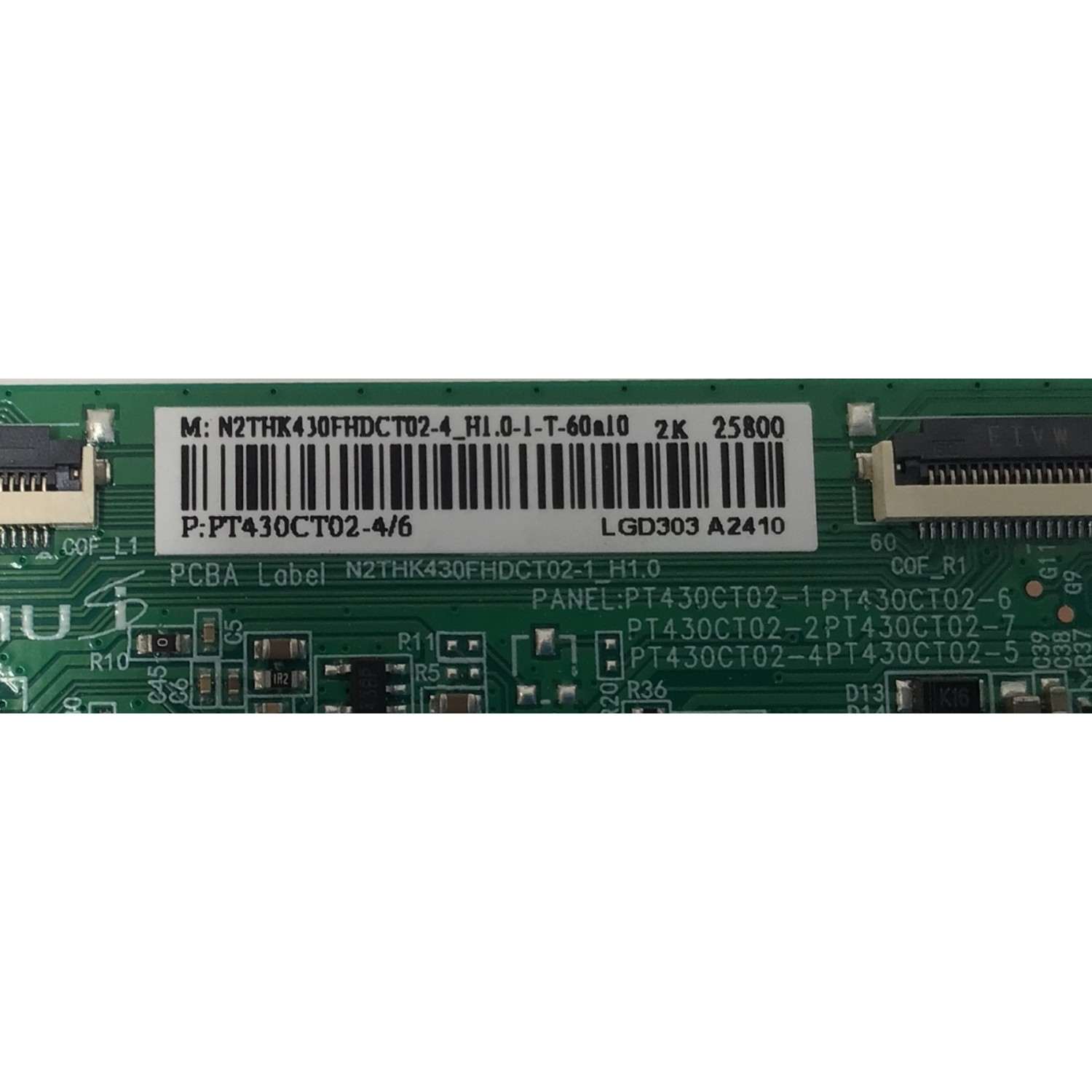 T-CON PARA TV WESTINGHOUSE / NUMERO DE PARTE N2THK430FHDCT02-4 / N2THK430FHDCT02-1_H1.0 /PT430CT02-4/6 / PT430CT02-1 / PT430CT02-2 / PANEL HK430WLEDMJH6PH / DISPLAY PT430CT03-14 VER.2.4 / MODELO WR43FX2210 - Imagen 2