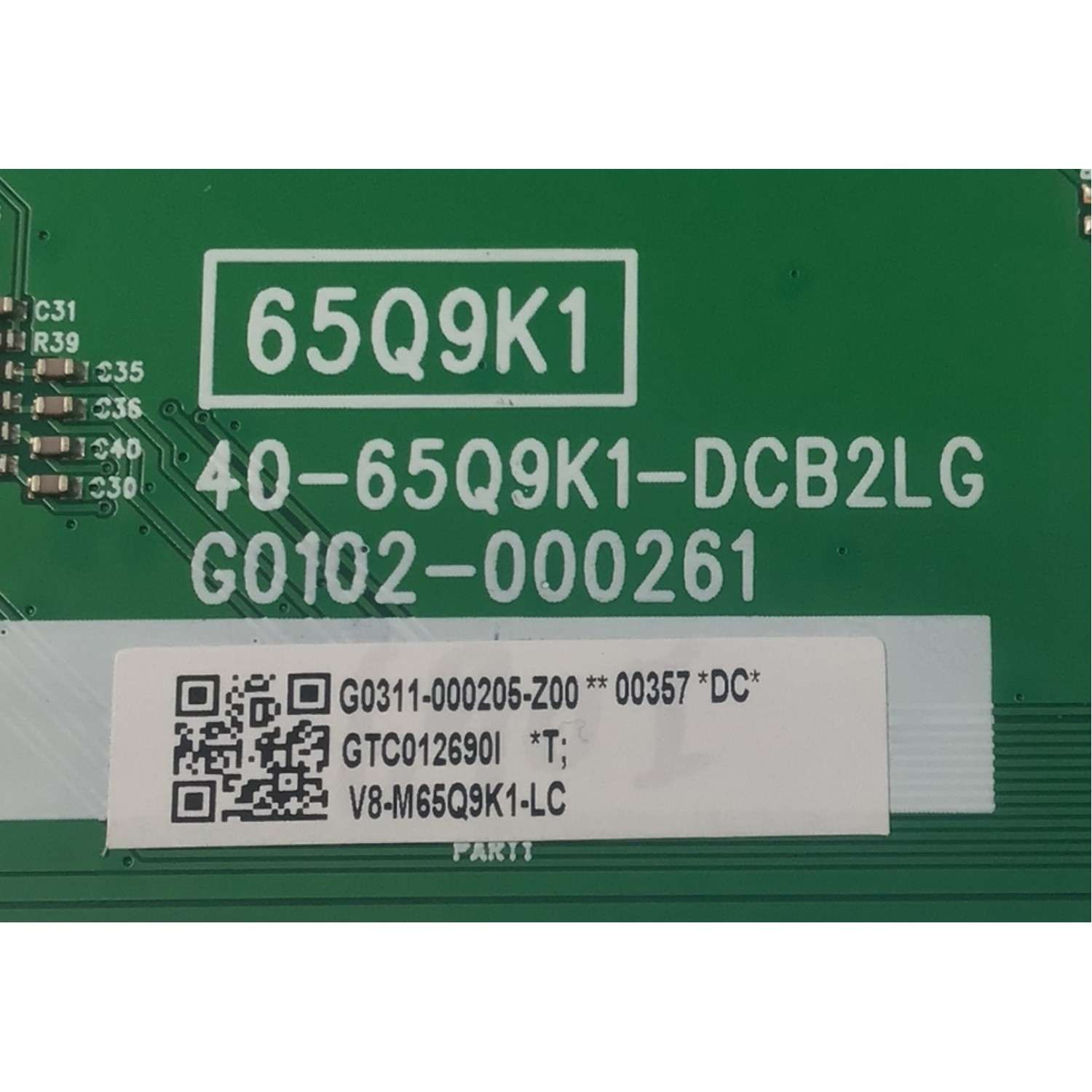 LED DRIVER PARA TV TCL ORIGINAL / NUMERO DE PARTE G0311-000205 / 40-65Q9K1-DCB2LG / G0102-000261 / 65Q9K1 / G0311-000205-Z00 / GTC012690I / V8-M65Q9K1-LC / PANEL LVU650NDJL / DISPLAY ST6451D08-5 VER.2.1 / MODELO 65QM751G - Imagen 2