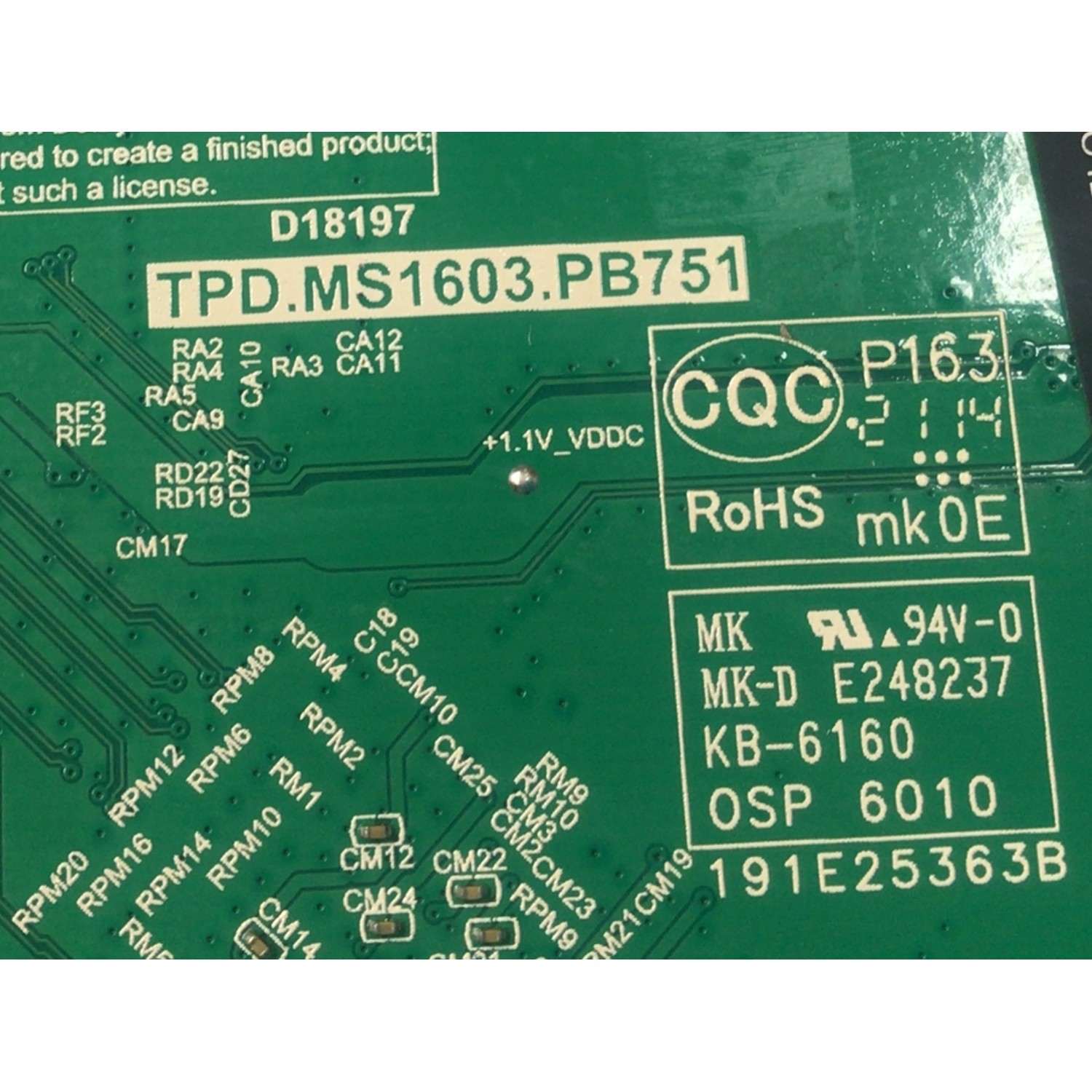 MAIN FUENTE COMBO PARA TV ELEMENT ORIGINAL HD ROKU TV / NUMERO DE PARTE U21051918 / TPD.MS1603.PB751 / CH_XC9C_A / U21051918-0A00025 / PANEL C240Y19-D6 / DISPLAY PT236AT02-4 VER.1.0 / MODELO E1AA24R - Imagen 3