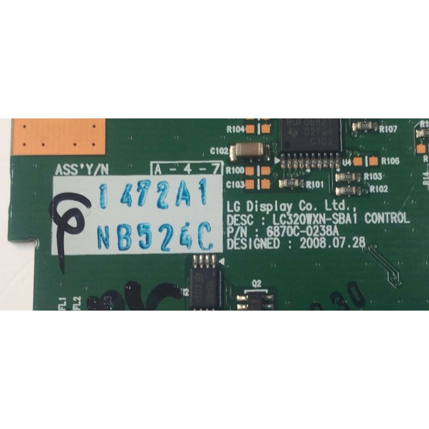 T-CON PARA TV UPSTAR ORIGINAL / NUMERO DE PARTE 6871L-1472A / 6870C-0238A / LC320WXN-SBA1 / 1472A / PANEL LC320WXN / MODELO P32ETW - Imagen 2