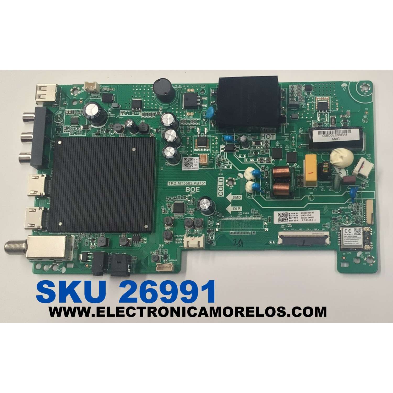 MAIN FUENTE COMBO PARA TV VIZIO ORIGINAL FHD / NUMERO DE PARTE 60103-00831 / TPD.MT5583.PB751 / 4300193645 / U22110095 / D43F-J04 / 192E216030B / PANEL BOEI430WU1 / DISPLAY HV430FHB-F90 / MODELO D43F-J04 / D43F-J04 LBVFC9TZ