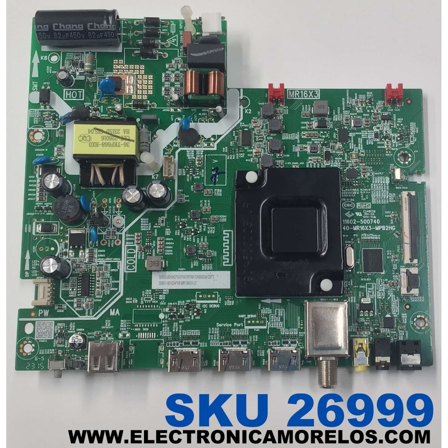 MAIN FUENTE COMBO ORIGINAL PARA TV TCL HD ROKU TV / NUMERO DE PARTE 30800-001042 / 40-MR16X3-MPB2HG / 11602-500740 / MR16X3 / 30801-001034 / V8-MR16K01-LF / PANEL LVW320NDEL / DISPLAY V320BJ9-Q01 REV.C1 / MODELO 32S331