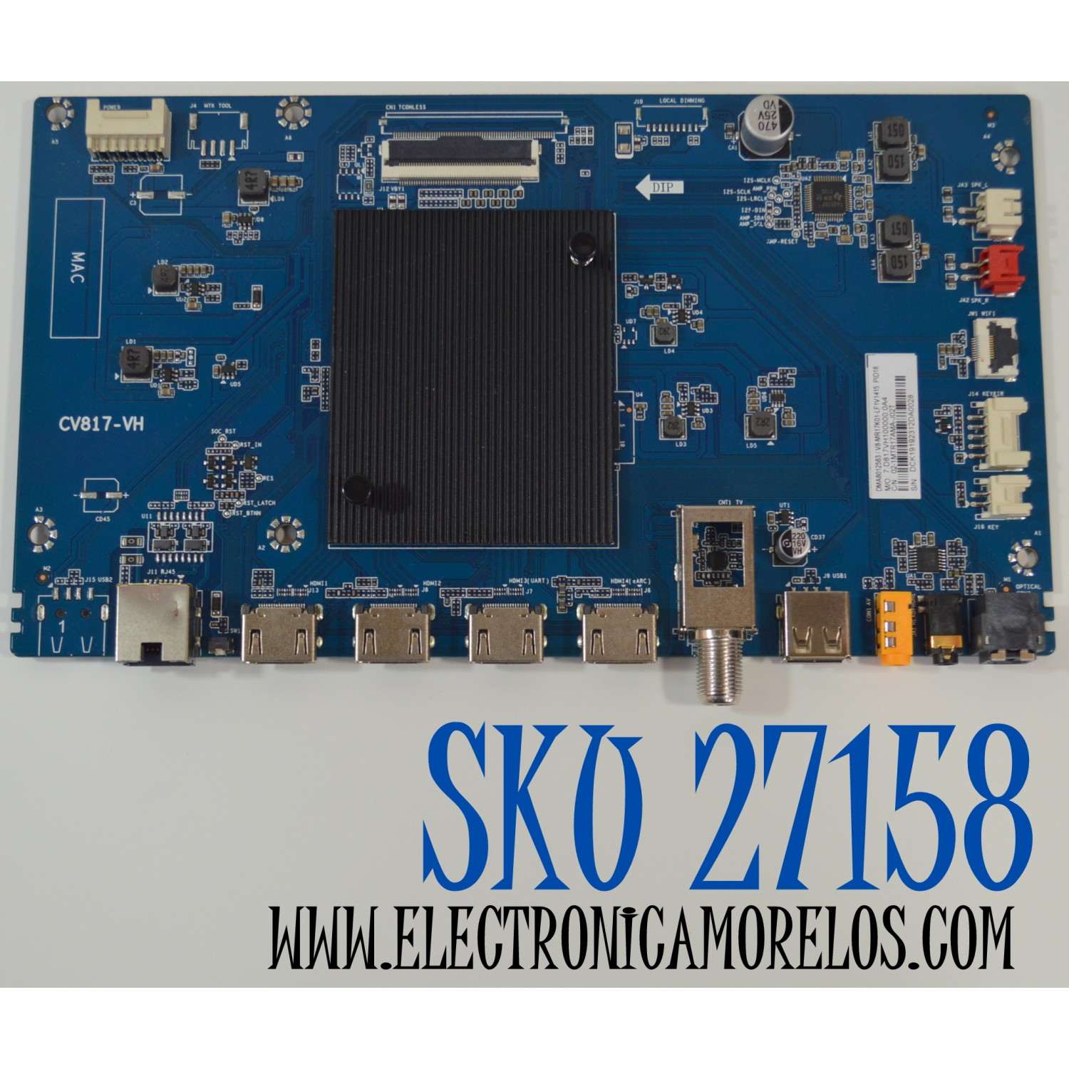 MAIN ORIGINAL NUEVA PARA TV PHILIPS / NUMERO DE PARTE 02-1MTR17AMA-J02T / CV817-VH / V8-MR17K01-LF1V1415 / DMA801258 / CQC17134172152 / 7.D817VH100000.0A4 / DISPLAY ST6451D06-3 / MODELO 65PUL7973 / 65PUL7973/F7