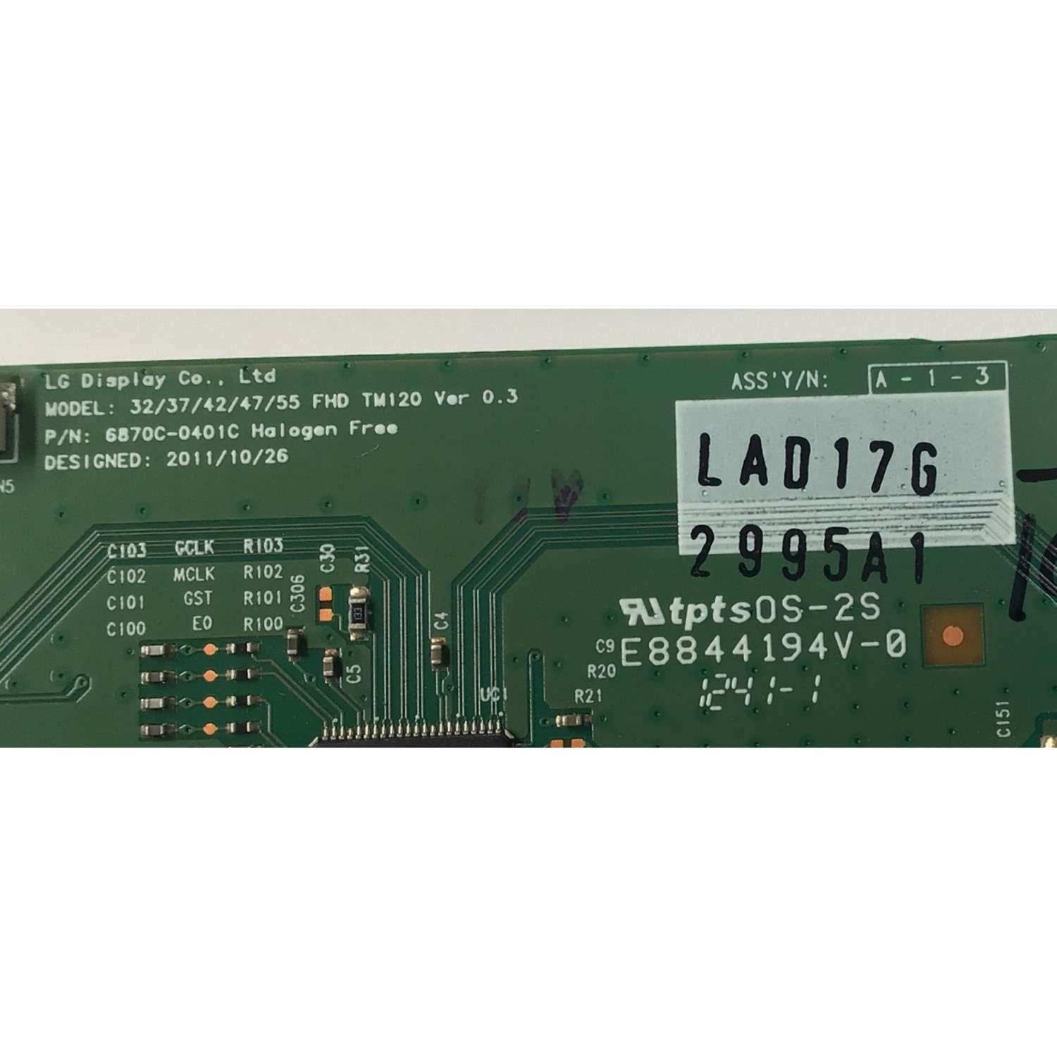 T-CON PARA TV NAXA ORIGINAL / NUMERO DE PARTE 6871L-2995A / 6870C-0401C / 2995A / MODELO NT-5502K - Imagen 2