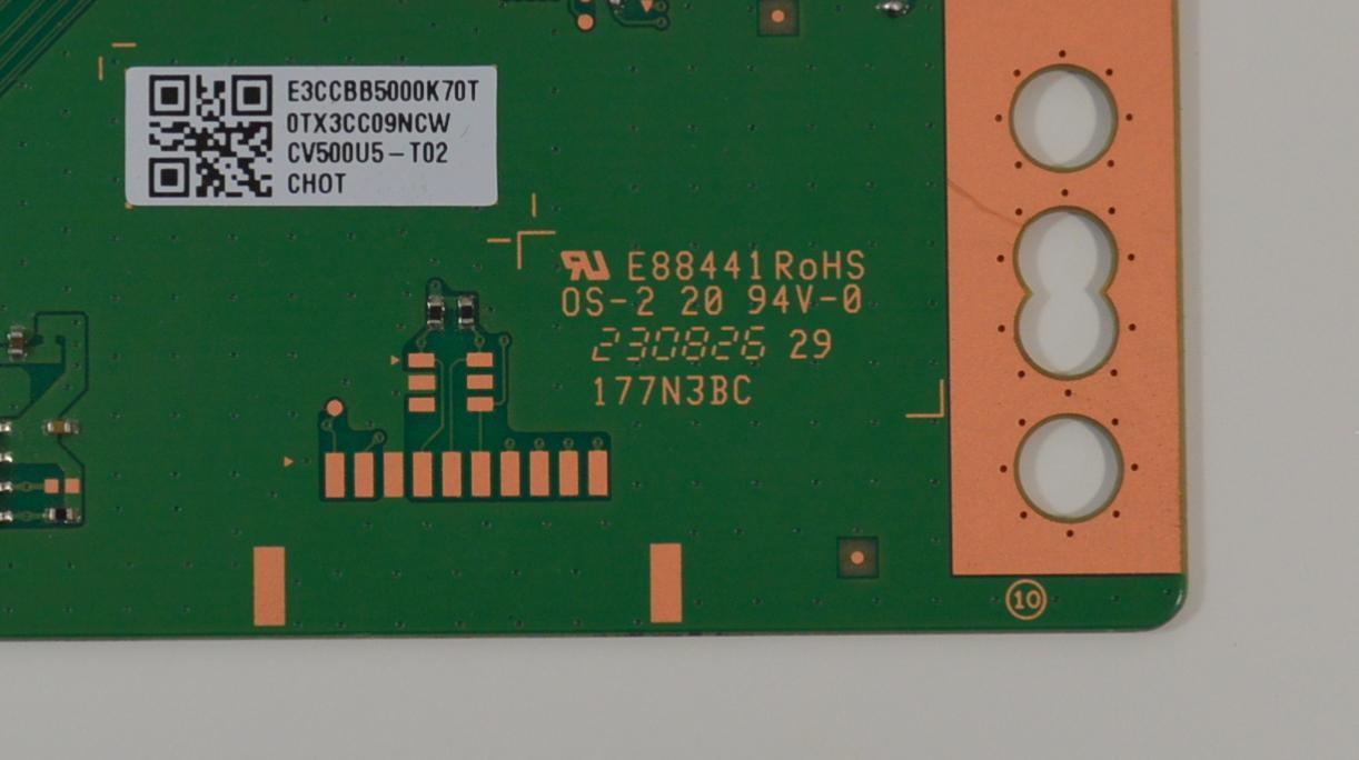 T-CON ORIGINAL NUEVA PARA TV YANDEX TV / NUMERO DE PARTE E3CCBB5000K70T / CV500U5-T02 / E88441 / 177N3BC / 0TX3CC09NCW / CHOT / DISPLAY CV500U5-T02 REV:01 / MODELO YNDX-00075 - Imagen 2