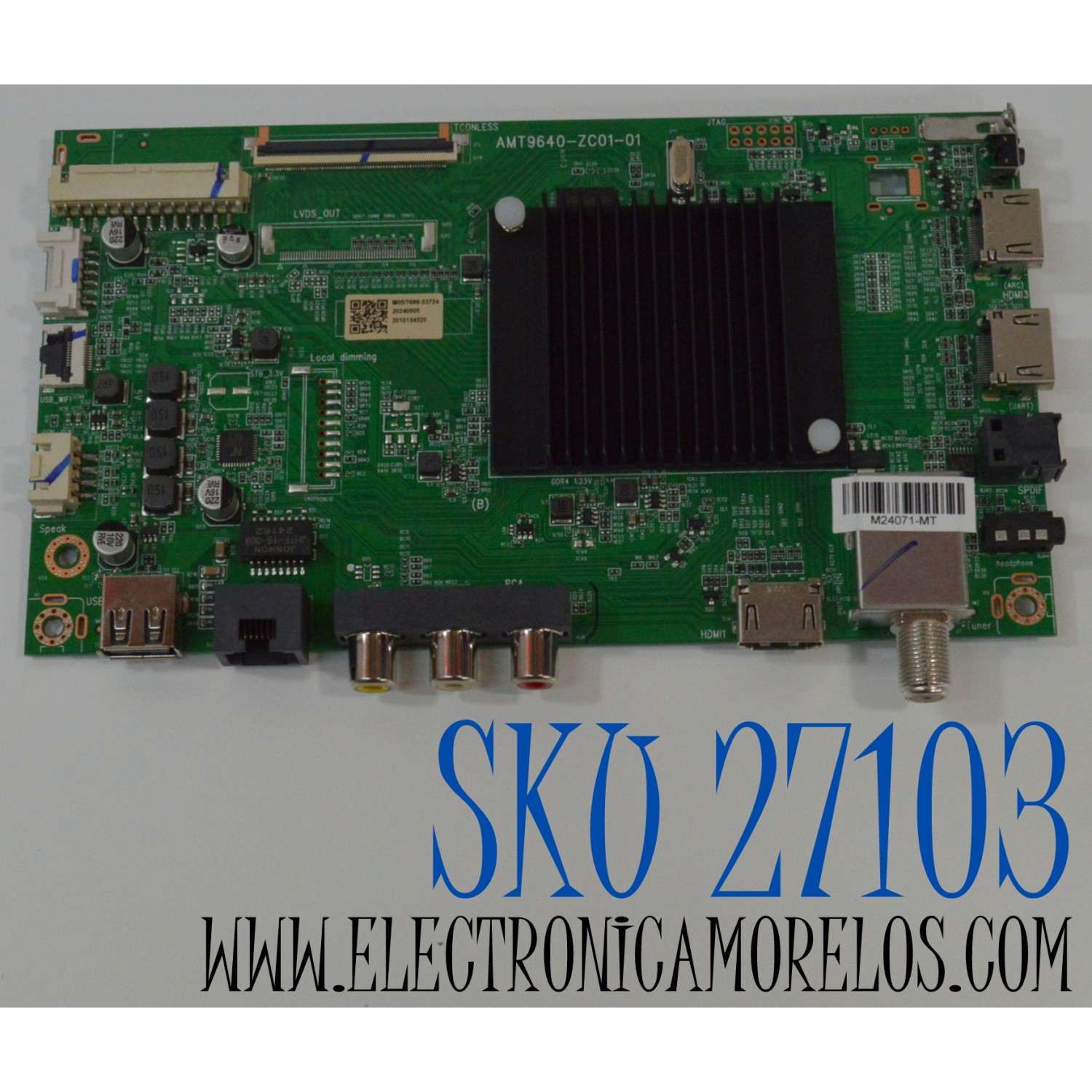 MAIN PARA TV ONN ORIGINAL 4K UHD HDR ROKU TV/ NUMERO DE PARTE 515CT9640M05 / AMT9640-ZC01-01 / M05/7689-03724 / 20240505 / 2010134320 / DISPLAY V430DJ1-Q01 REV.D2 / MODELO 100012584 43"