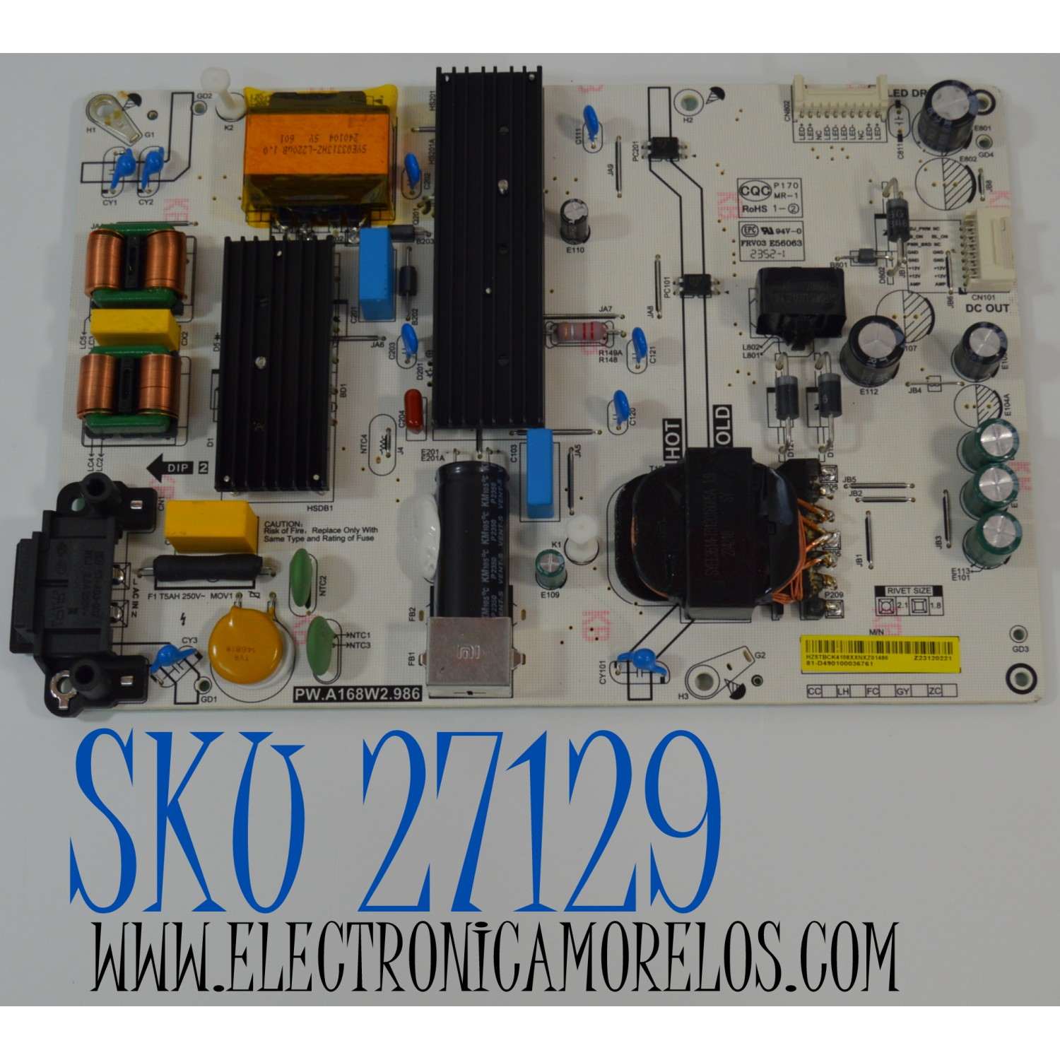 FUENTE DE PODER ORIGINAL NUEVA PARA TV XIAOMI / NUMERO DE PARTE 81-D490100036761 / PW.A168W2.986 / HZ5TBCK4108XXNXZ / E56063 / CQC20134260841 / WZZTBCK3824XXNXM / MODELO L50M8-A2LA