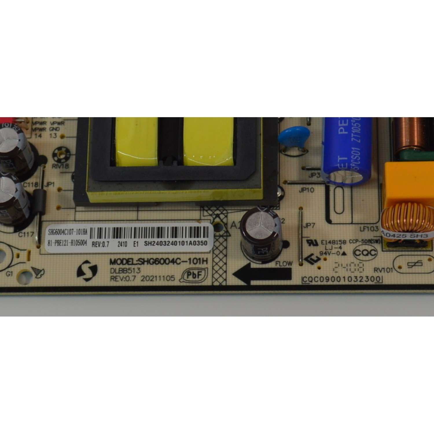 FUENTE DE PODER ORIGINAL NUEVA PARA TV PHILIPS / NUMERO DE PARTE 81-PBE121-H105004 / SHG6004C-101H / 20211105 / DLBB513 / CQC09001032300 / SHG6004C107-101HA / SHG6004C / PANEL LVU430CSDX A0011 / MODELO 43PFL5756/F7 - Imagen 2
