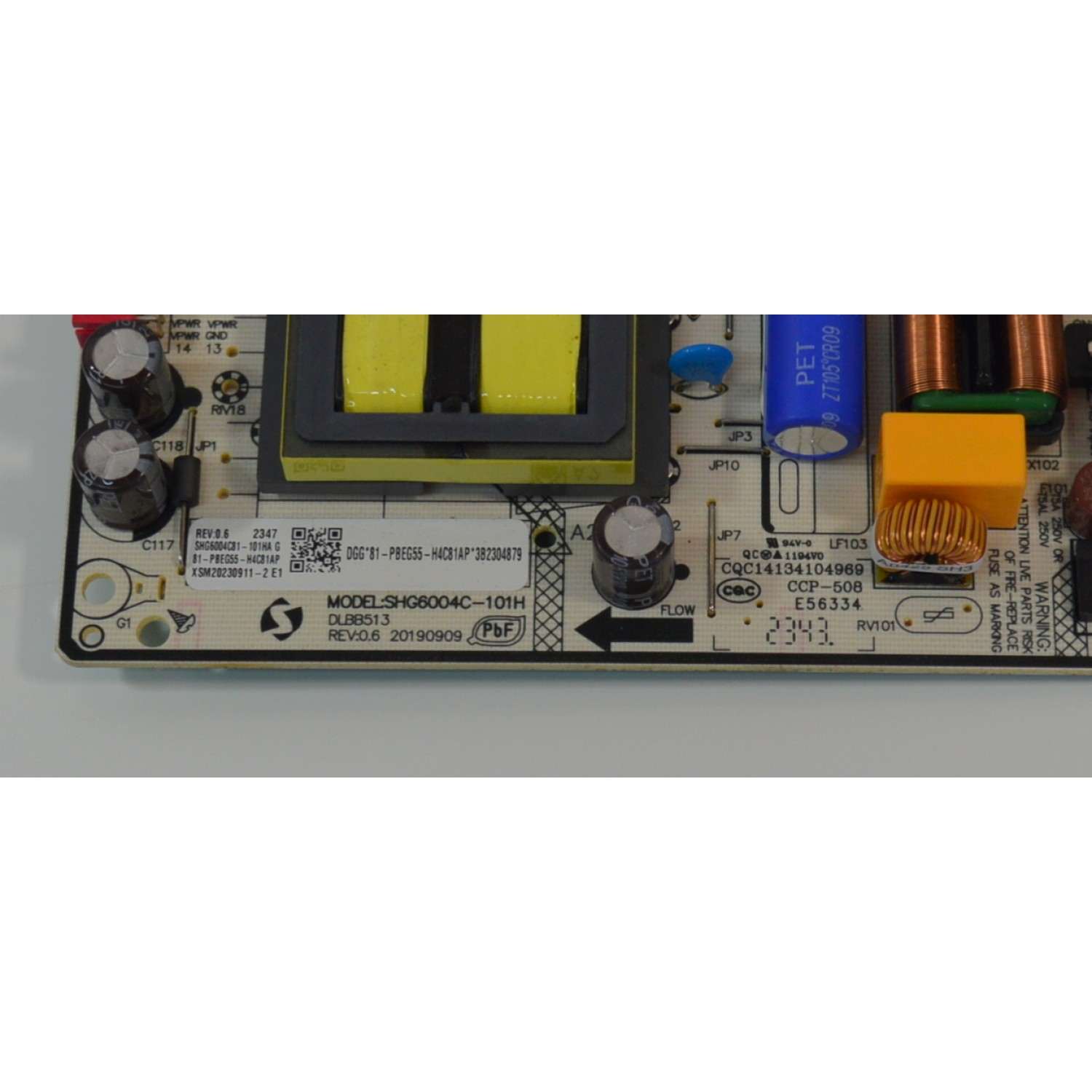 FUENTE DE PODER ORIGINAL NUEVA PARA TV AMAZON OMNI SERIES / NUMERO DE PARTE 81-PBEG55-H4C81AP / SHG6004C-101H / DLBB513 / 20190909 / CQC14134104969 / SHG6004C81-101HA / SHG6004C / MODELO K24NE5 55'' PULGADAS - Imagen 2