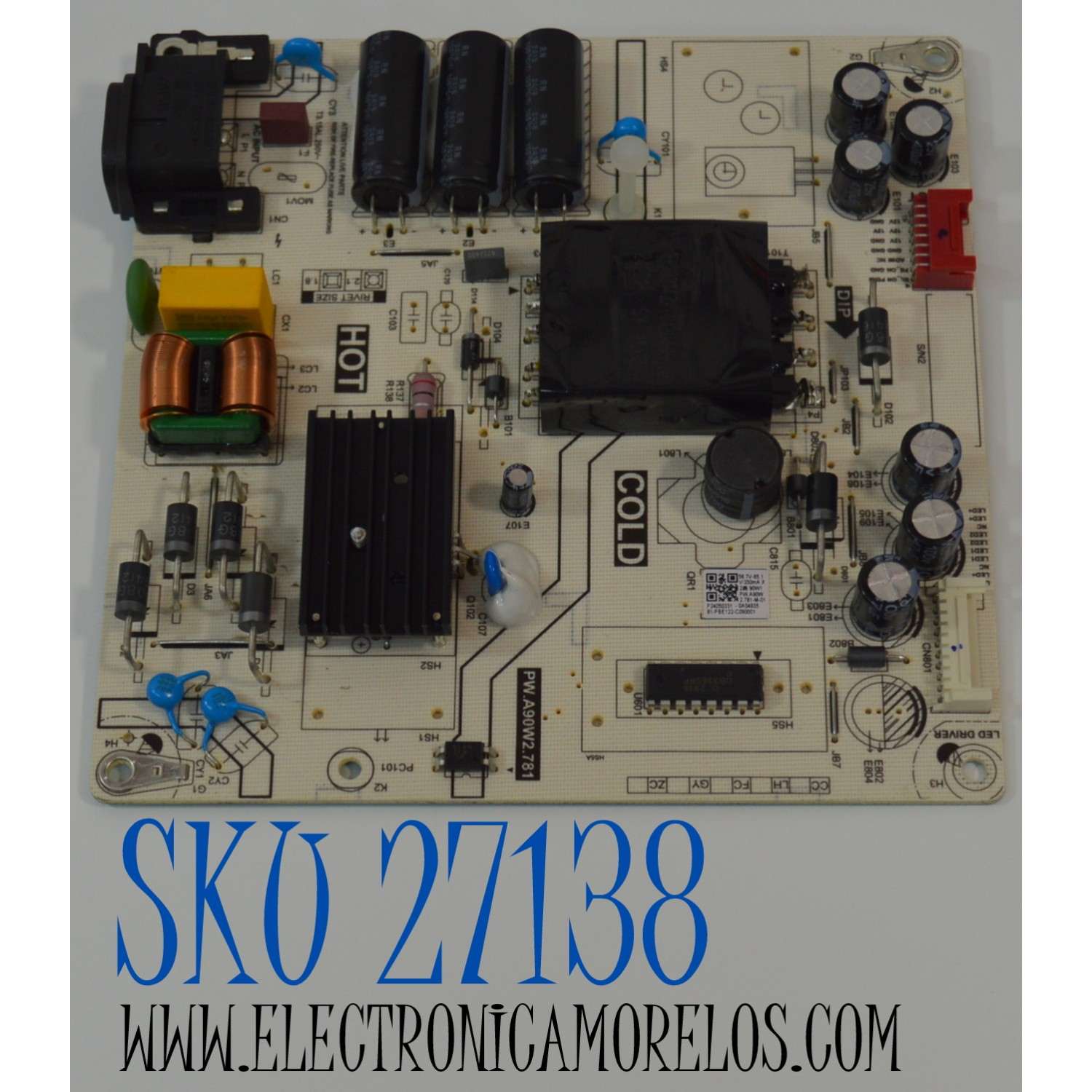 FUENTE DE PODER ORIGINAL NUEVA PARA TV DAEWOO / NUMERO DE PARTE 81-PBE122-C090001 / PW.A90W2.781 / PW.A90W2.781-M-01 / PW.A90W2 781-M-01 / E173873 / PANEL LVU500CHDX / DISPLAY CV500U5-T02 REV:01 / MODELOS DAW50UR / HKP50RUHD2