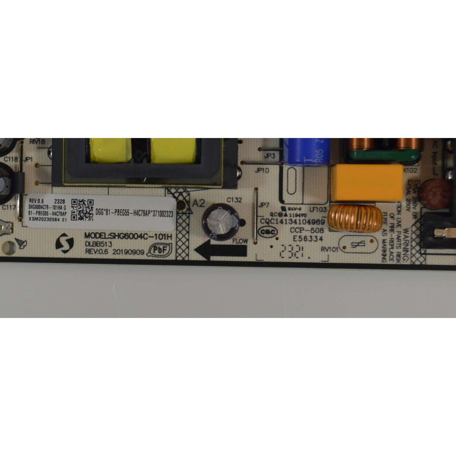 FUENTE DE PODER ORIGINAL NUEVA PARA TV AMAZON FIRE TV / NUMERO DE PARTE 81-PBEG55-H4C79AP / SHG6004C-101H / DLBB513 / SHG6004C79-101HA G / CQC14134104969 / E56334 / 20190909 / MODELO K24NE5 55'' PULGADAS - Imagen 2