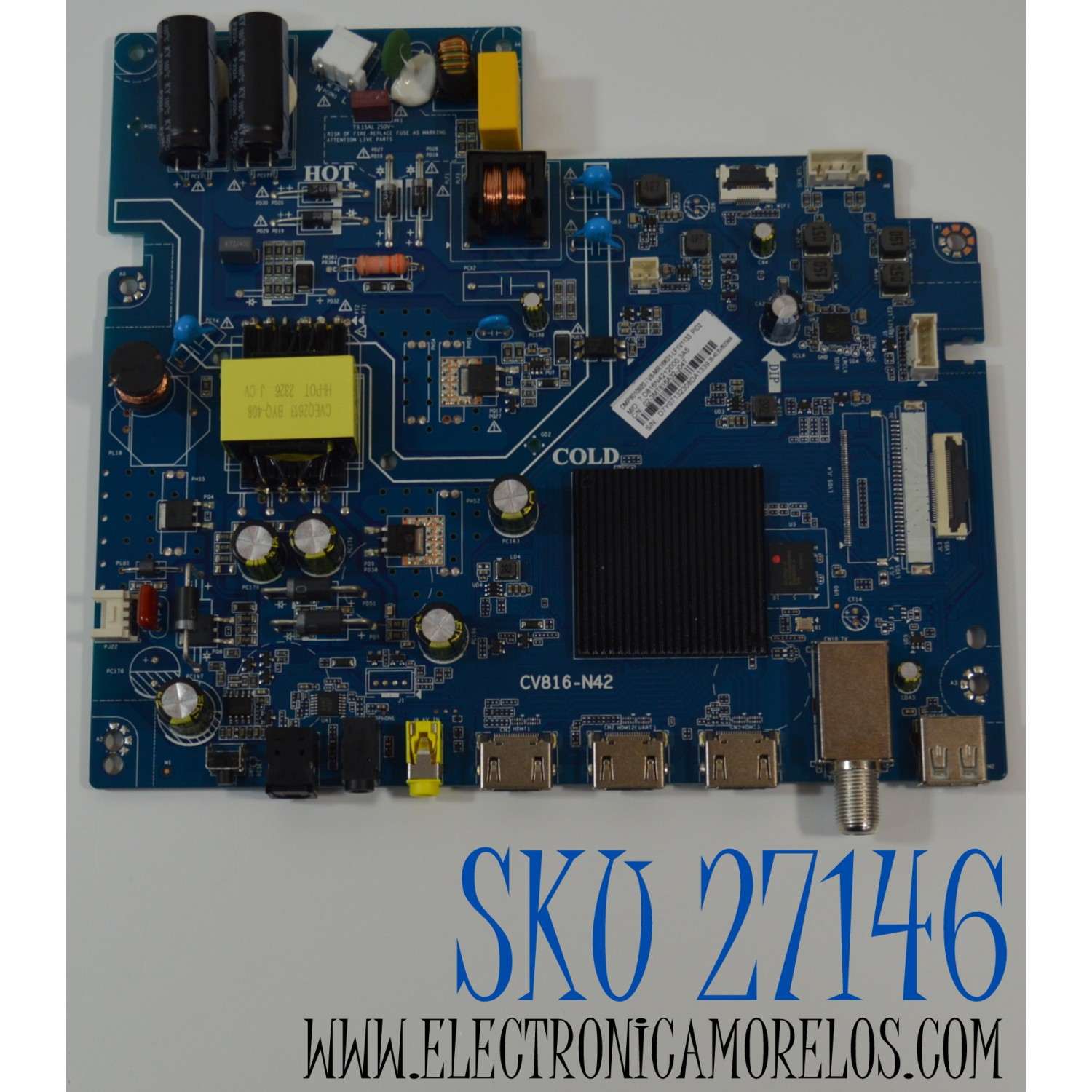 MAIN FUENTE COMBO ORIGINAL NUEVA PARA TV PHILIPS / NUMERO DE PARTE 02-3MT816A32-J04T / CV816-N42 / V8-MR16K01-LF1V1133 / 7.D816N4212000.3A5 / DMP8010911 / DMP8010920 / 088-P2K5519A0 / CQC17134172152 / MODELO 32PFL4756 / 32PFL4756/F6
