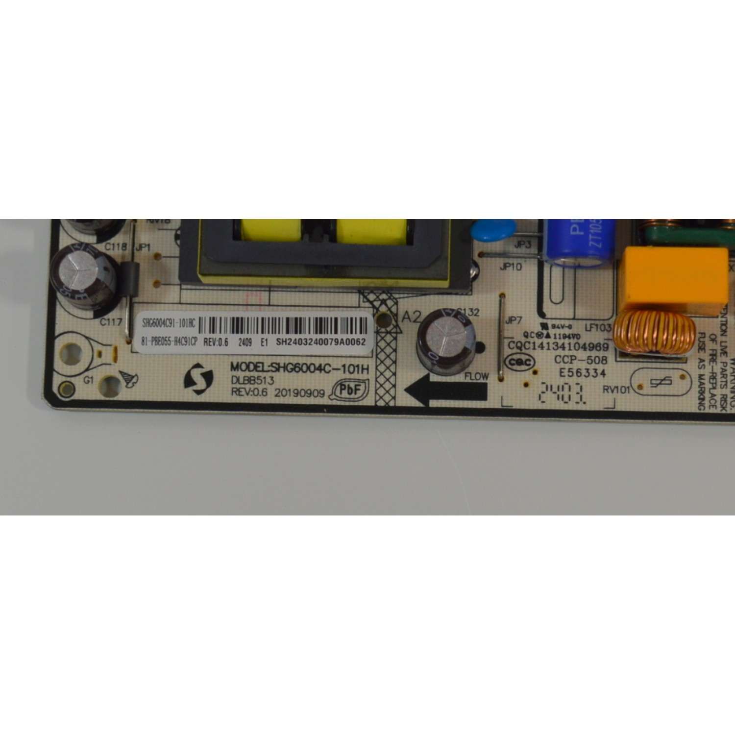 FUENTE DE PODER ORIGINAL NUEVA PARA TV TCL / NUMERO DE PARTE 81-PBE055-H4C91CP / SHG6004C-101H / SHG6004C91-101HC / SHG6004C / DLBB513 / 20190909 / CQC14134104969 / MODELO 50CF630 - Imagen 2