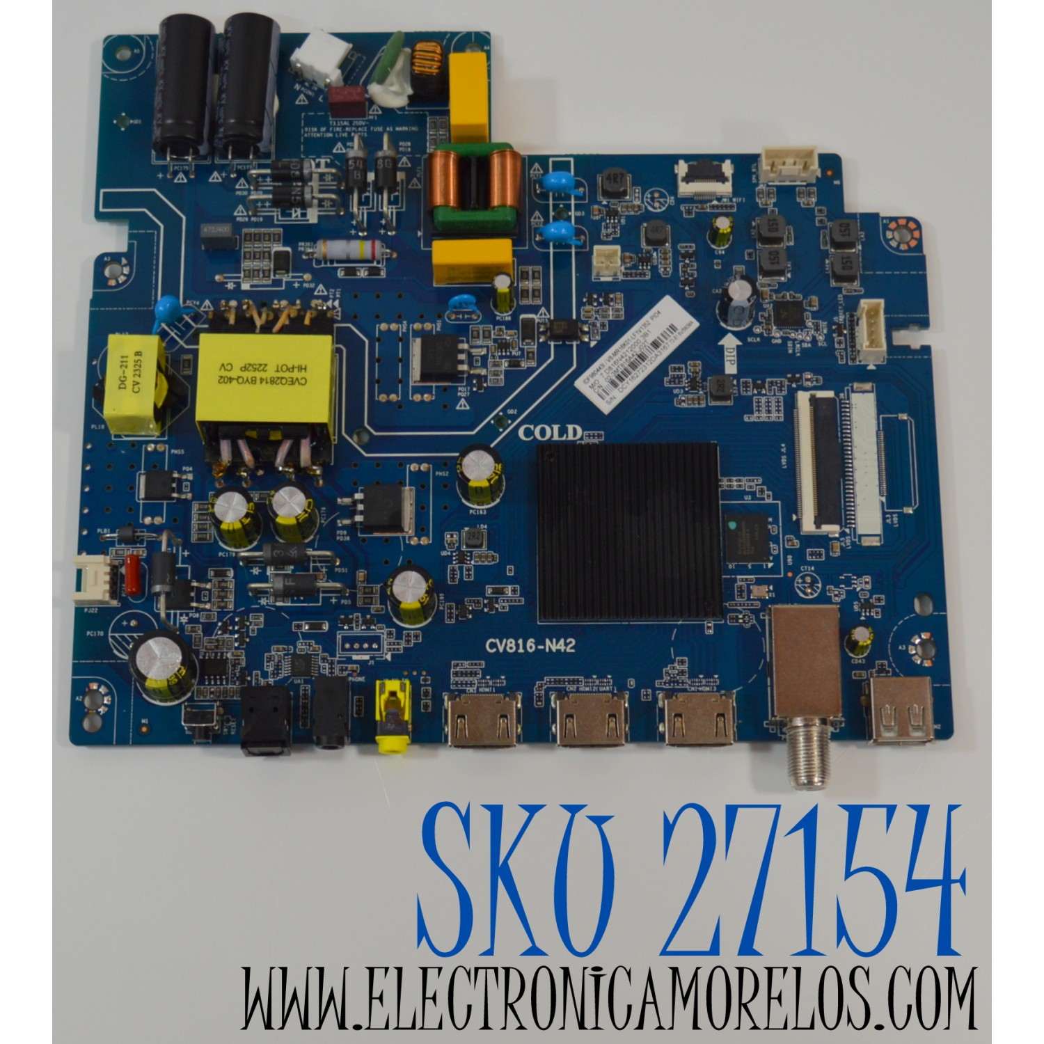 MAIN FUENTE COMBO ORIGINAL NUEVA PARA TV HKPRO / NUMERO DE PARTE 02-3MT816A42-J02T / CV816-N42 / V8-MR16K01-LF1V1352 / 7.D816N4212000.3B1 / IDF980443 / 088-P2K5519A0 / CQC17134172152 / MODELO HKP43R02