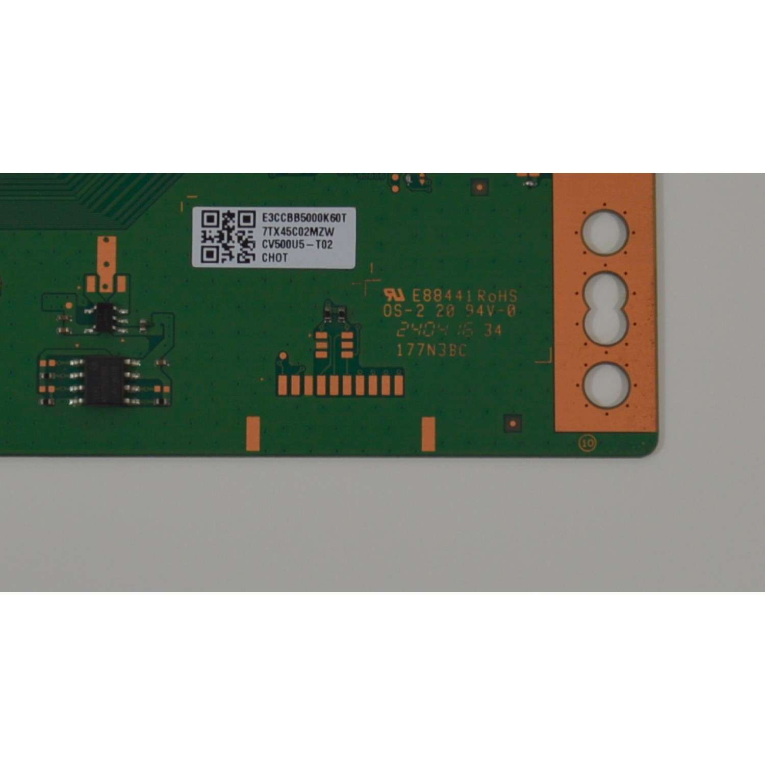 T-CON ORIGINAL NUEVA PARA TV DAEWOO / NUMERO DE PARTE / E3CCBB5000K60T / CV500U5-T02 / 4TX34H00NQW / 177N3B / E88441 / PANEL LVU500CHDX E0504 / DISPLAY CV500U5-T02 REV:01 / MODELO DAW50UR - Imagen 2