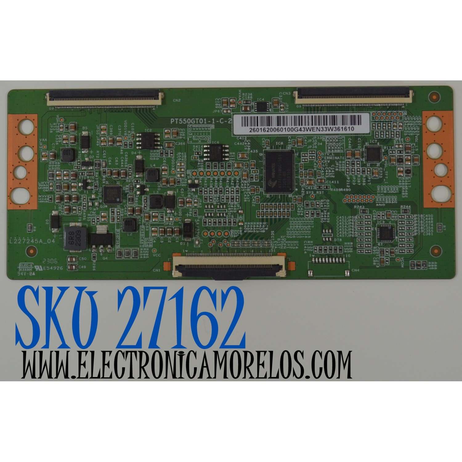 T-CON ORIGINAL NUEVA PARA TV NOKIA QLED / NUMERO DE PARTE 2601620060100 / PT550GT01-1-C-2 / 2601620060100G43 / E54926 / L227245A_04 / MODELO QN55GV315ISW
