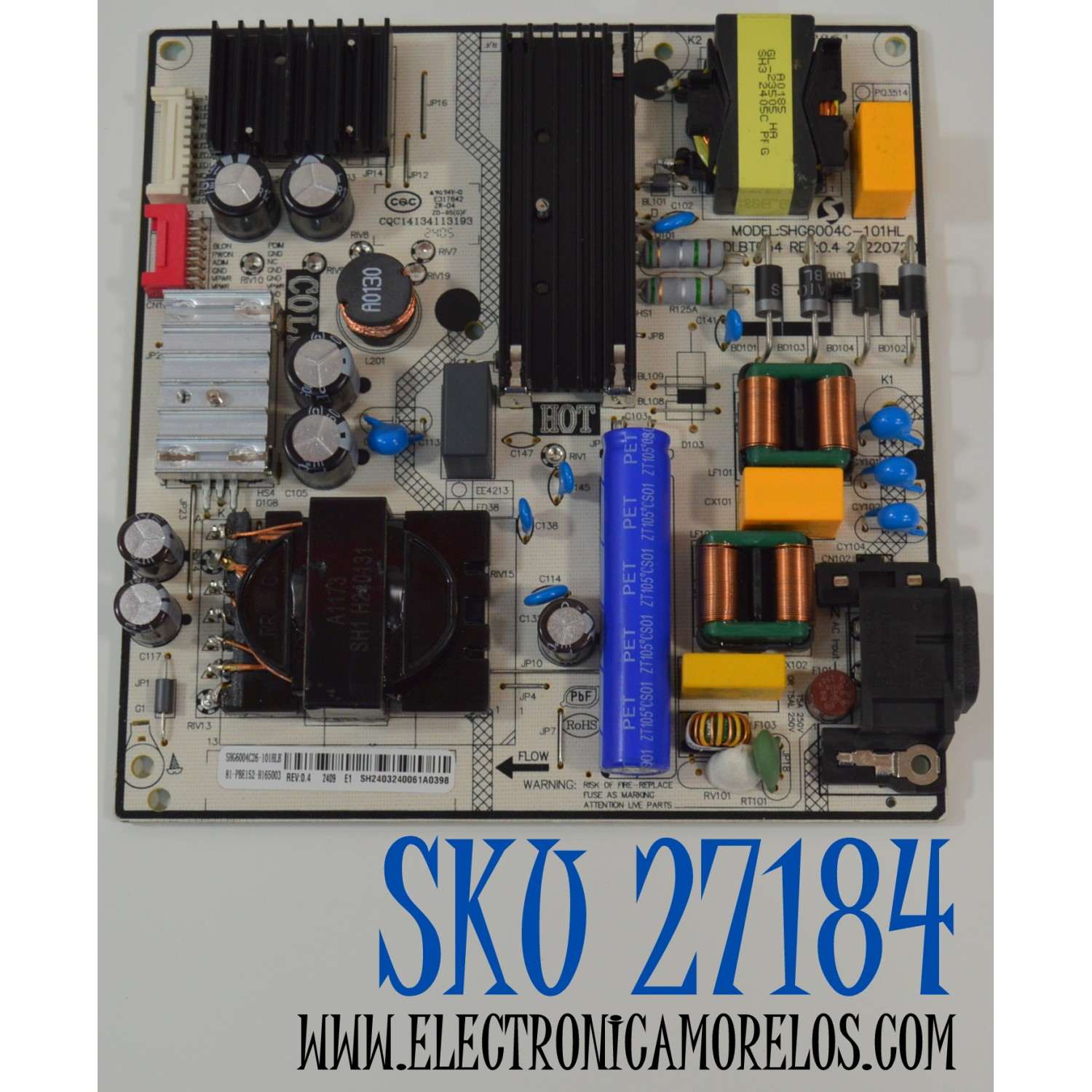 FUENTE DE PODER ORIGINAL NUEVA PARA TV PHILIPS / NUMERO DE PARTE 81-PBE152-H165003 / SHG6004C-101HL / DLBT054 / SHG6004C26-101HLB / DLBT054 REV:0.4 / CQC14134113193 / E317642 / 20220720 / MODELO 55PUL6653 / 55PUL6653/F8