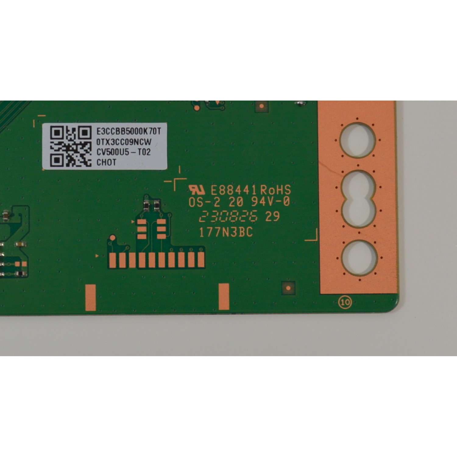 T-CON ORIGINAL NUEVA PARA TV YANDEX TV / NUMERO DE PARTE E3CCBB5000K70T / CV500U5-T02 / E88441 / 177N3BC / 0TX3CC09NCW / CHOT / DISPLAY CV500U5-T02 REV:01 / MODELO YNDX-00075 - Imagen 2