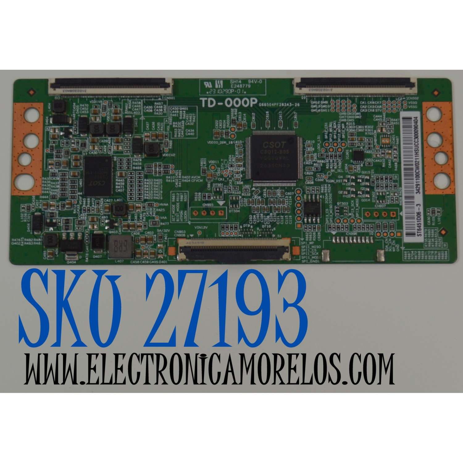 T-CON ORIGINAL NUEVA PARA TV HKPRO / NUMERO DE PARTE 34291100CW0211 / 34291100CW02 / 34.29110.0CW / TD-000P / ST6451D06-3 / 34291100CW0211HSUCC / G68504PF262 / PANEL K650WDGF / DISPLAY ST6451D06-3 VER.2.1 / MODELOS HKP65RUHD1 / 4T-C65EL8UR / 65PUL7973/F7