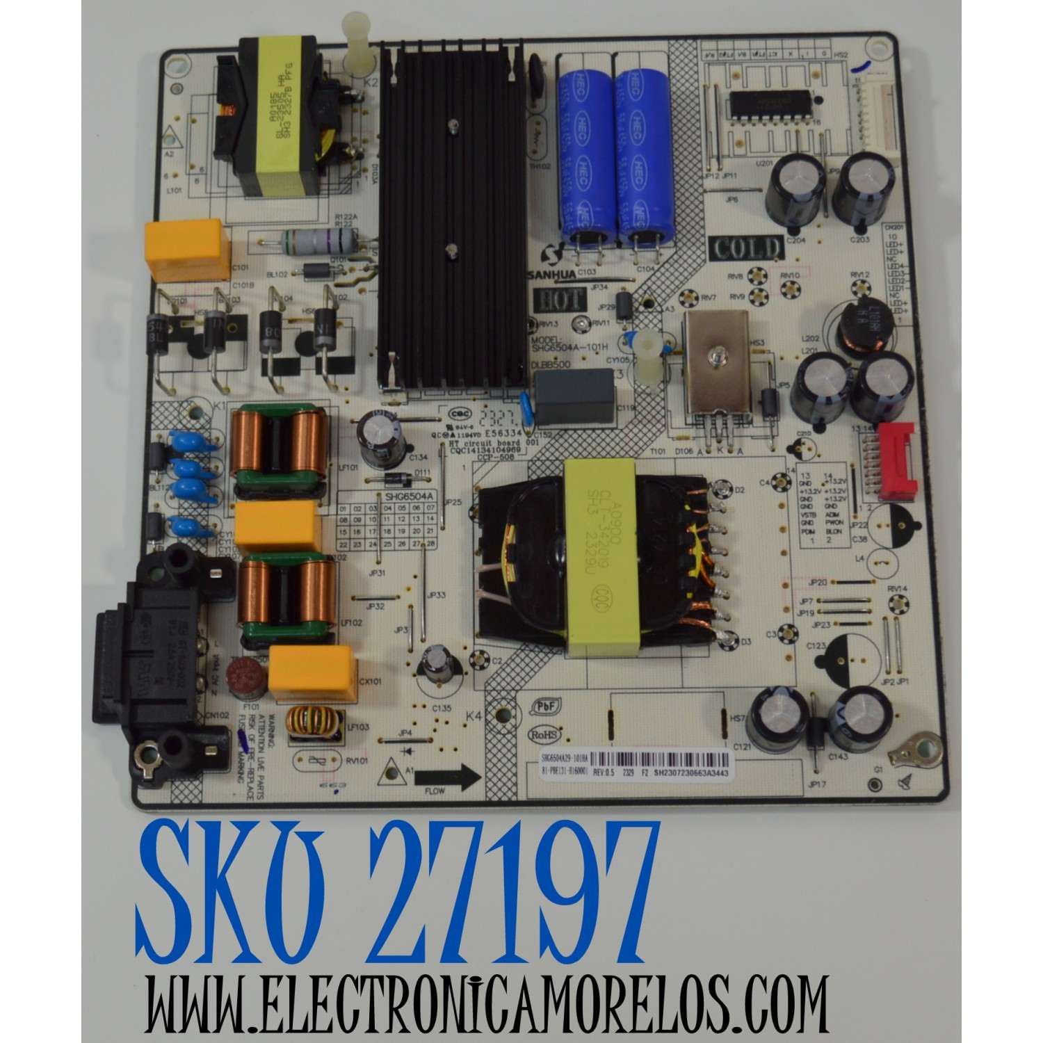 FUENTE DE PODER ORIGINAL NUEVA PARA TV PHILIPS / NUMERO DE PARTE 81-PBE131-H160001 / SHG6504A-101H / DLBB500 / SHG6504A29-101HA / SHG6504A / DLBB500 REV:0.5 / E56334 / CQC14134104969 / 20200416 / MODELO 65PUL6653 / 65PUL6653/F8