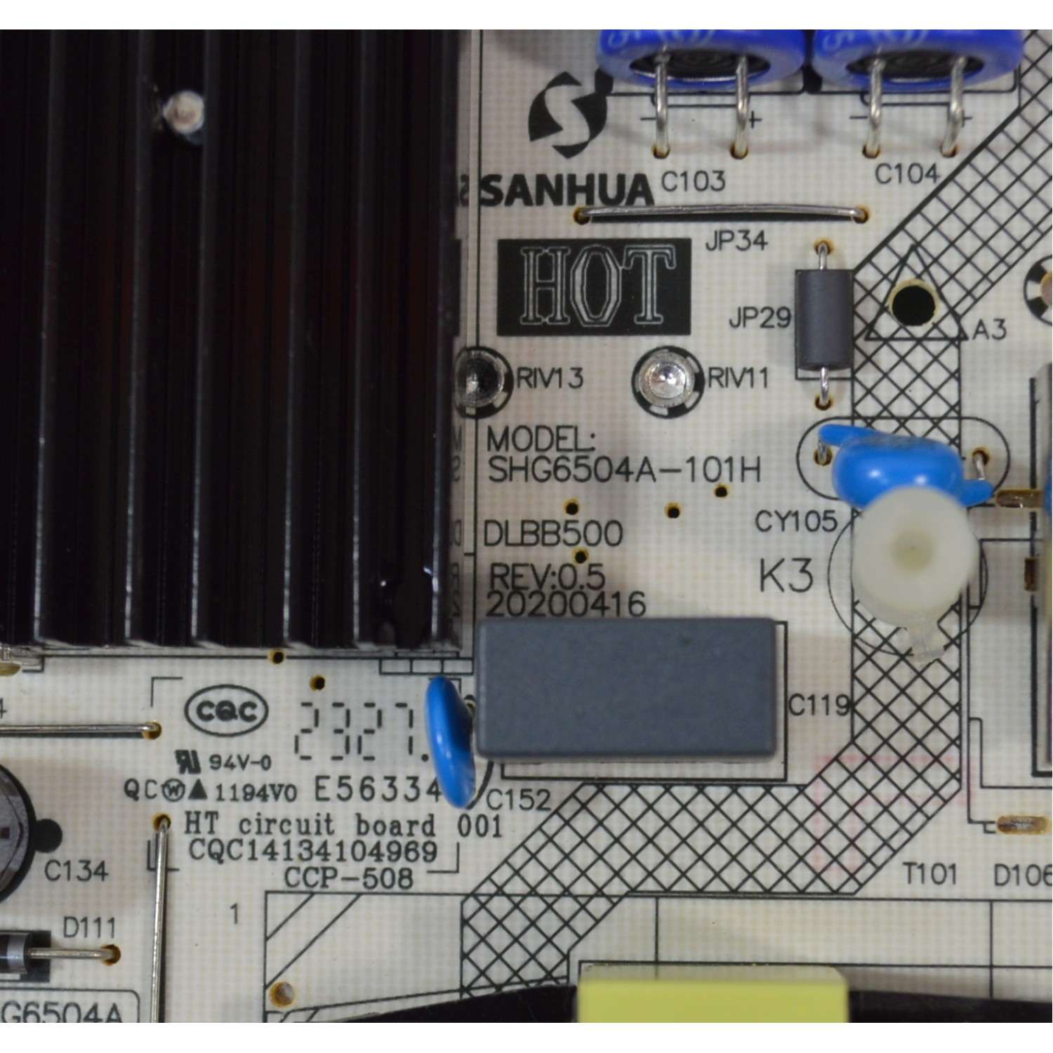 FUENTE DE PODER ORIGINAL NUEVA PARA TV PHILIPS / NUMERO DE PARTE 81-PBE131-H160001 / SHG6504A-101H / DLBB500 / SHG6504A29-101HA / SHG6504A / DLBB500 REV:0.5 / E56334 / CQC14134104969 / 20200416 / MODELO 65PUL6653 / 65PUL6653/F8 - Imagen 3