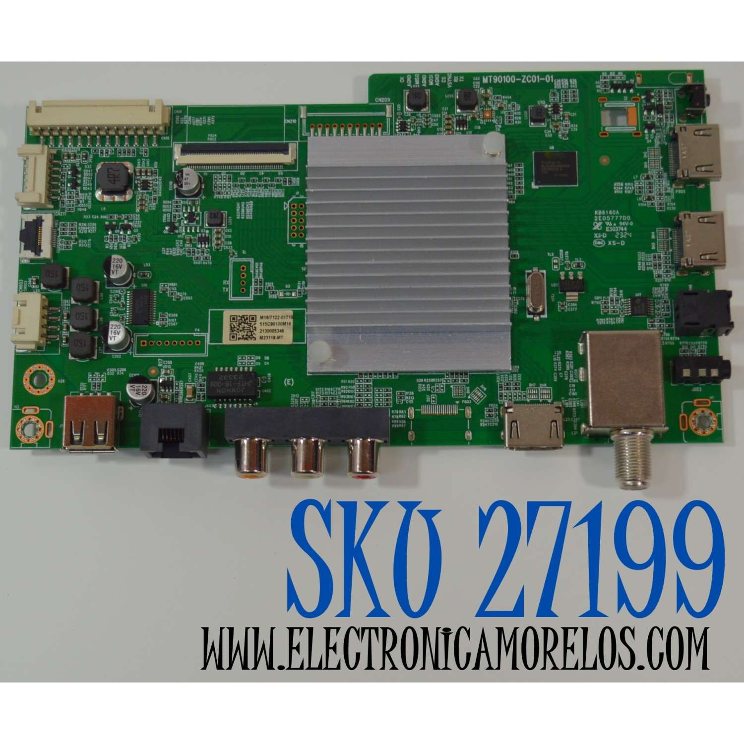 MAIN ORIGINAL PARA TV ONN ROKU 4K UHD HDR / NUMERO DE PARTE  515C90100M16 / MT90100-ZC01-01 / M16/7122-01719 / 2130005346 / M23118-MT / KB6160A / 2E05777D0 / 2E02777DO / DISPLAY JE695R3HD7L / MODELO 100012588 70"