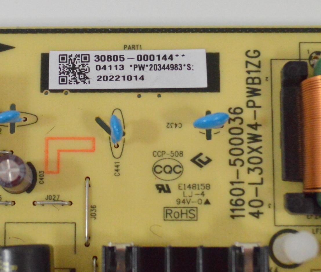 FUENTE DE PODER ORIGINAL PARA TV TCL / NUMERO DE PARTE 30805-000144 / 40-L30XW4-PWB1ZG / 11601-500036 / 20344983 / 20221014 / PANEL LVU750NDEL / DISPLAY ST7461D03-2 VER.2.2 / MODELO 75S455 / 75S451 / 75S450G - Imagen 3