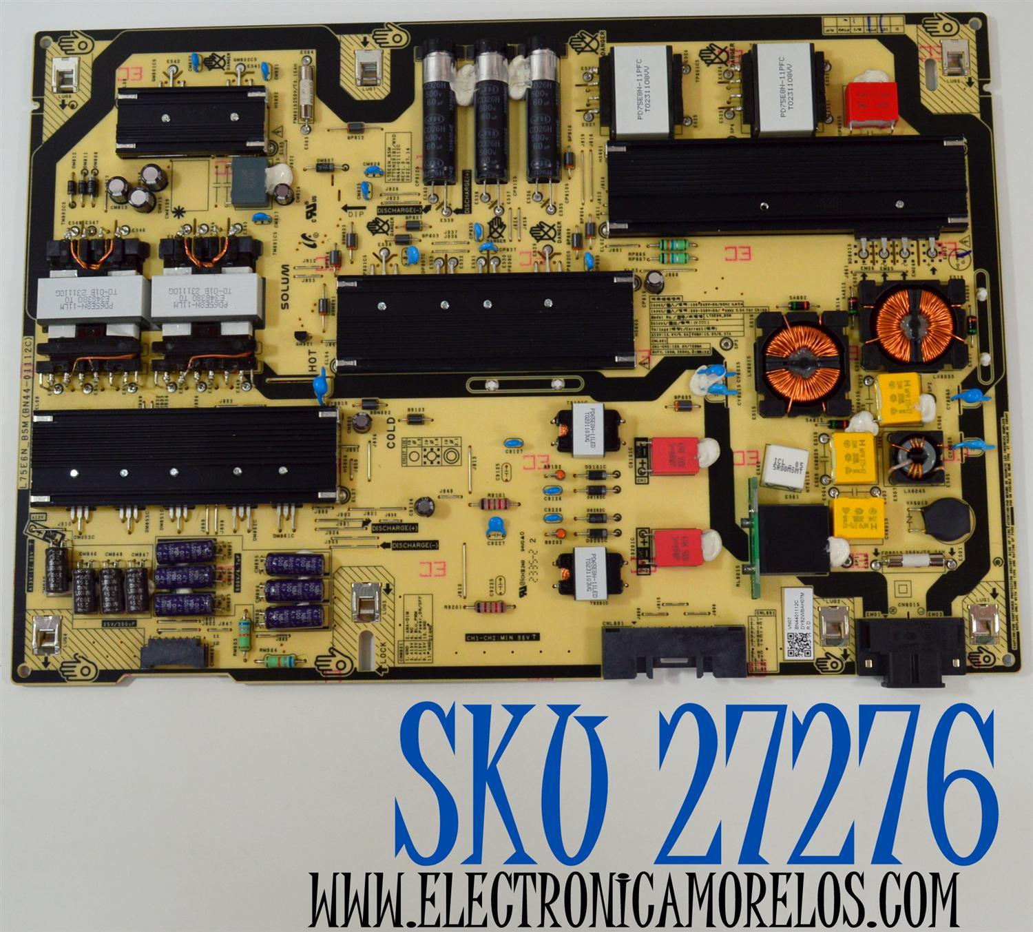 FUENTE DE PODER ORIGINAL PARA TV SAMSUNG / NUMERO DE PARTE BN44-01112C / L75E6N_BSM / ST75N291B1/WVD / BN4401112C / DY82WBAH07M / PANEL CY-SC075HGSV5H / DISPLAY JR745R3HA4K / MODELO UN75DU8000F / UN75CU8000D / UN75CU8000F / UN75DU8000B / UN75DU8000D