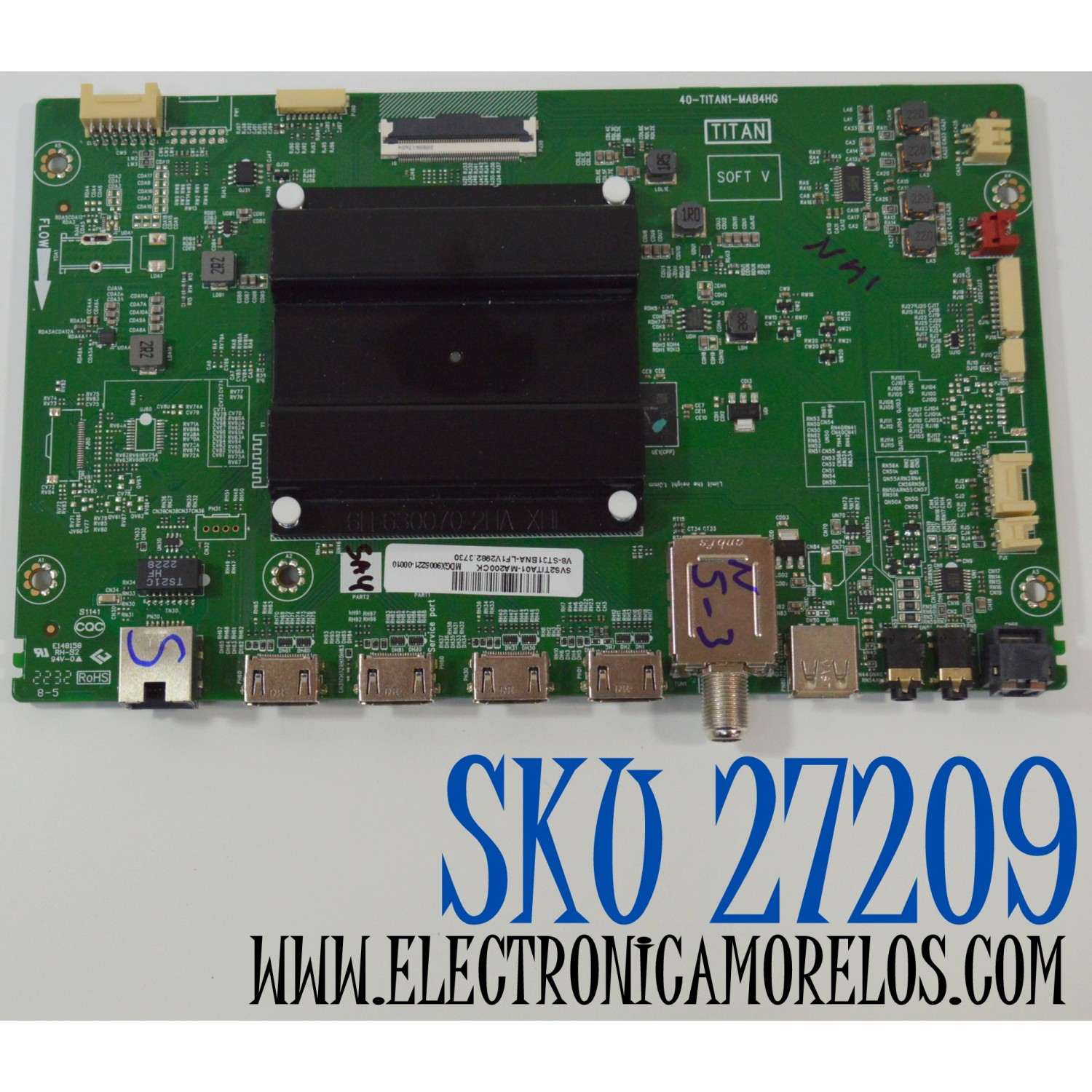 MAIN ORIGINAL NUEVA PARA TV AMAZON OMNI SERIES / NUMERO DE PARTE SVS2TITA01-MA200CK / 40-TITAN1-MAB41HG / V8-ST31BNA-LF1V2982 / V8-ST31BNA-LF1V2982.3730 / MDGX9005221 / E148158 / TITAN / MODELO K24NE5 55'' PULGADAS