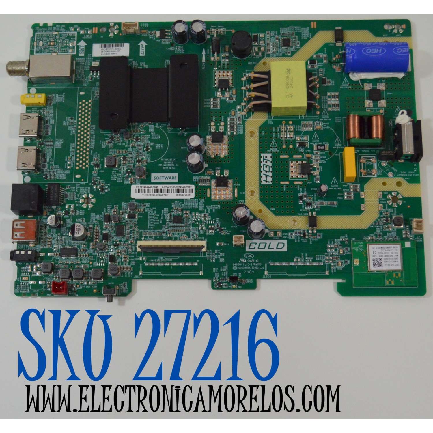 MAIN FUENTE COMBO ORIGINAL NUEVA PARA TV KALLEY GOOGLE TV / NUMERO DE PARTE 02-7RT41AA43-T04T / 7RT41AA8T2AT / TM41AG2 / 201-MM41AG2N-03 / IDE982163B / 7RT41AA8T2BT / V8-GT41AGL-0012061 / CQC22001333052 / V8-GT41AGL-0012061.0005 / MODELO K-GTV43FHD