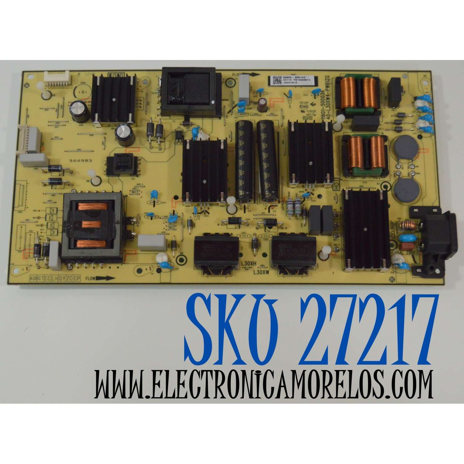FUENTE DE PODER ORIGINAL PARA TV TCL / NUMERO DE PARTE 30805-000144 / 40-L30XW4-PWB1ZG / 11601-500036 / 20344983 / 20221014 / PANEL LVU750NDEL / DISPLAY ST7461D03-2 VER.2.2 / MODELO 75S455 / 75S451 / 75S450G