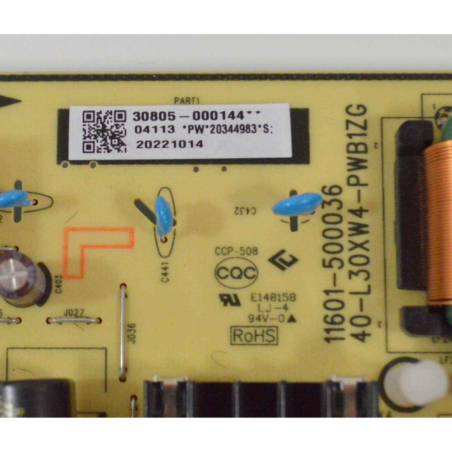 FUENTE DE PODER ORIGINAL PARA TV TCL / NUMERO DE PARTE 30805-000144 / 40-L30XW4-PWB1ZG / 11601-500036 / 20344983 / 20221014 / PANEL LVU750NDEL / DISPLAY ST7461D03-2 VER.2.2 / MODELO 75S455 / 75S451 / 75S450G - Imagen 3