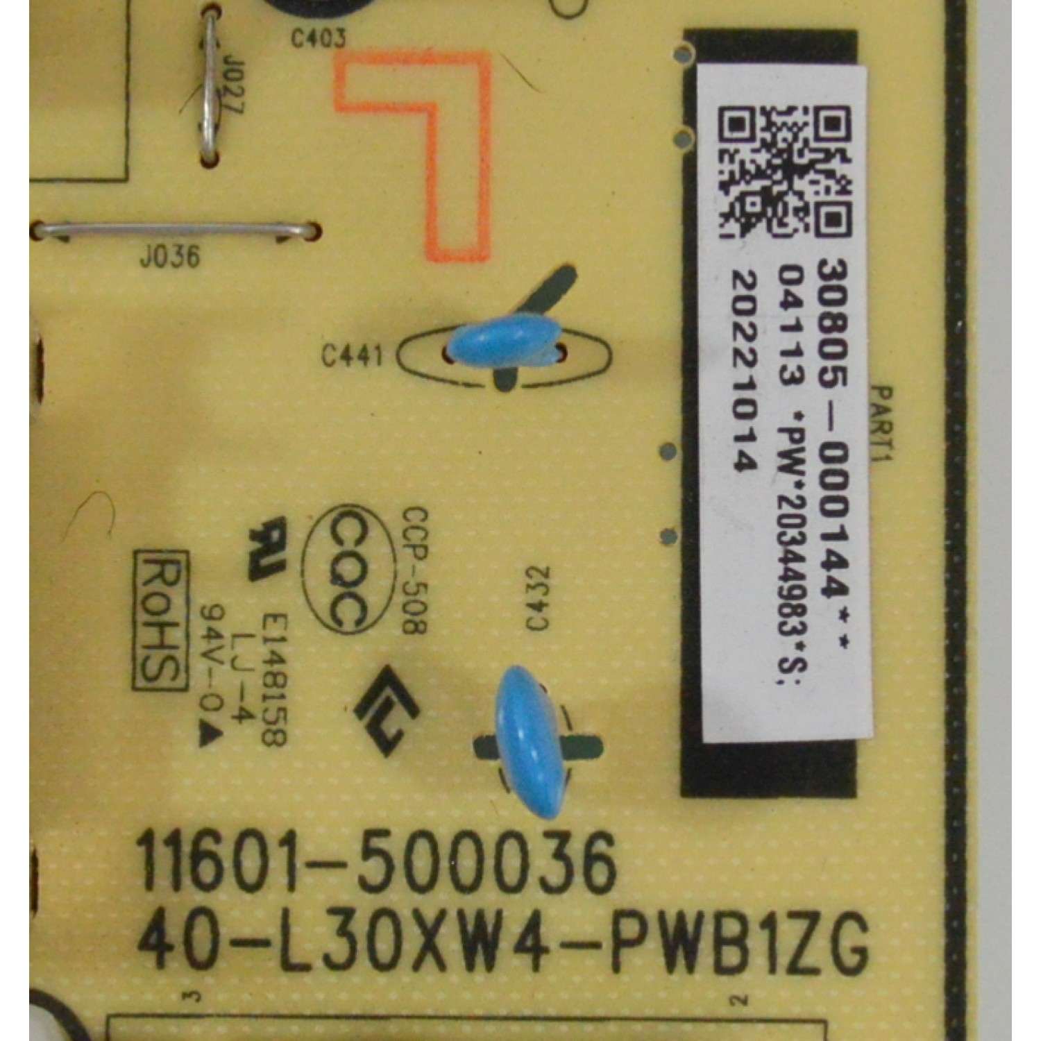 FUENTE DE PODER ORIGINAL PARA TV TCL / NUMERO DE PARTE 30805-000144 / 40-L30XW4-PWB1ZG / 11601-500036 / 20344983 / 20221014 / PANEL LVU750NDEL / DISPLAY ST7461D03-2 VER.2.2 / MODELO 75S455 / 75S451 / 75S450G - Imagen 2