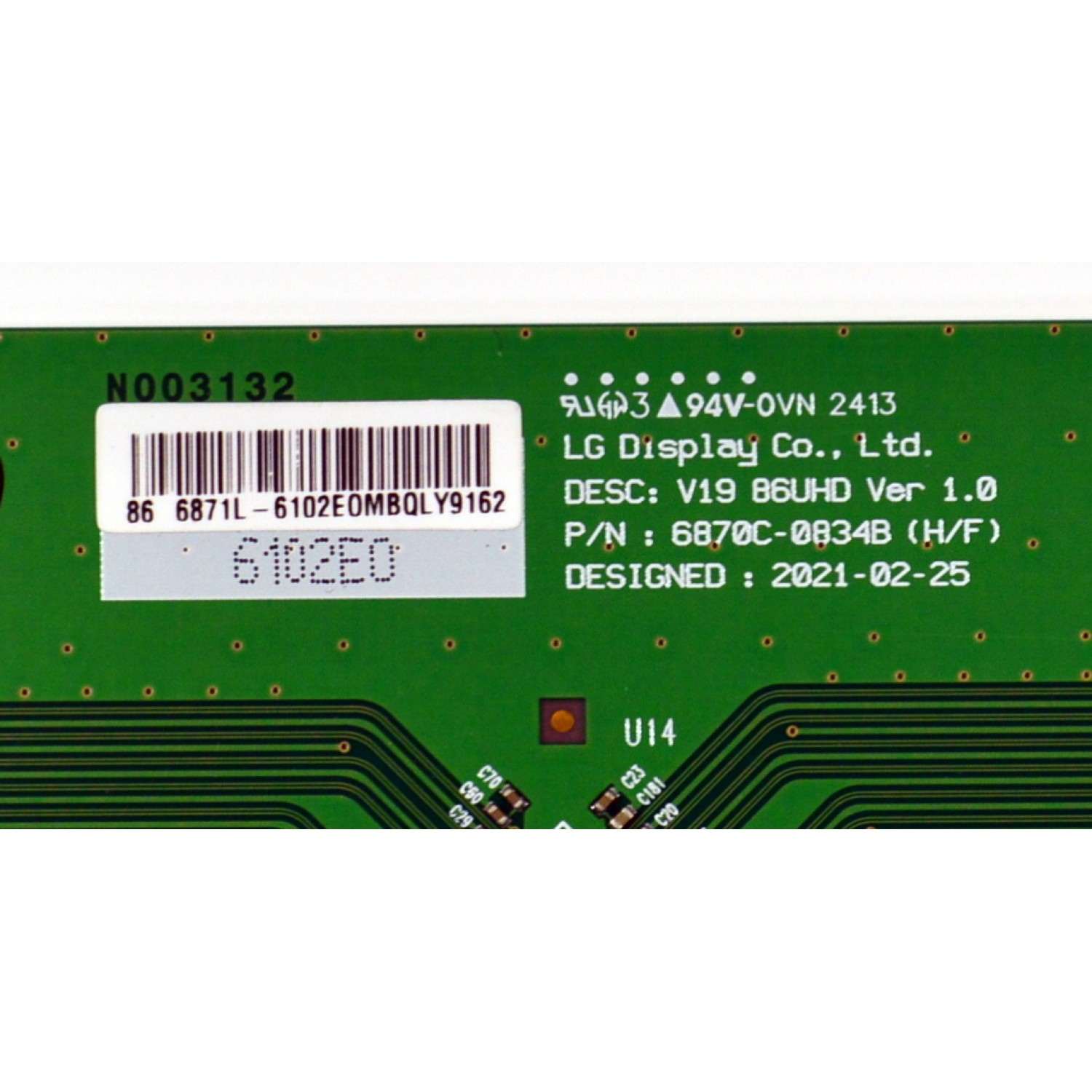 T-CON ORIGINAL PARA TV LG / NUMERO DE PARTE 6871L-6102E / 6870C-0834B / V19 86UHD VER 1.0 / 6102E / PANEL NC860TQF-AAKH9 / DISPLAY LC860DQR (SR)(A1) / MODELO 86UQ7070ZUD / 86UQ7070ZUD.BUSYFKR - Imagen 2