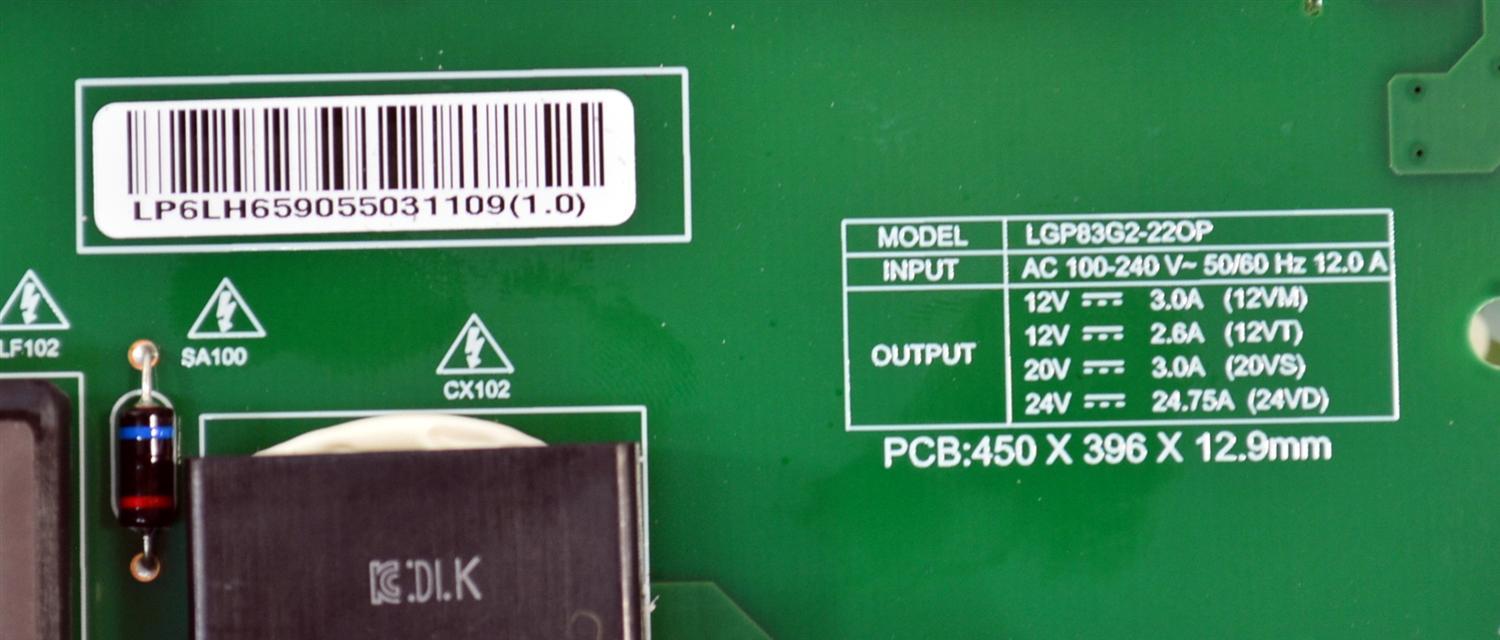 FUENTE DE PODER ORIGINAL PARA TV LG / NUMERO DE PARTE EAY65905503 / 3PCR03245A / LGP83G2-22OP / 65905503 / PANEL LE830AQG (LQ)(B1) / MODELO OLED83G3PUA / OLED83G3PUA.BUSYLJR - Imagen 2