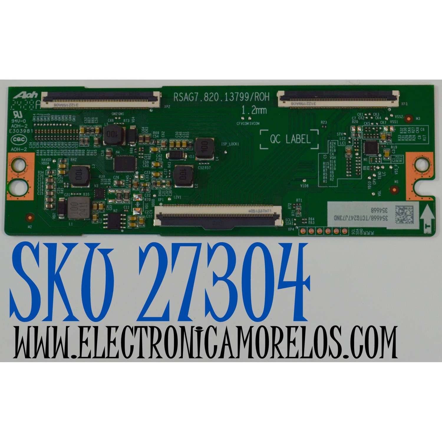T-CON ORIGINAL PARA TV HISENSE / NUMERO DE PARTE 354668 / RSAG7.820.13799/ROH / TCTG247J73ND / PANEL JHD550H1U62-T0LA / DISPLAY PT550GT08-1 VER.1.0 /  BOARD PT550GT08-1-XL-1 / PT550GT08-1-XR-1 / MODELO 55R6030N