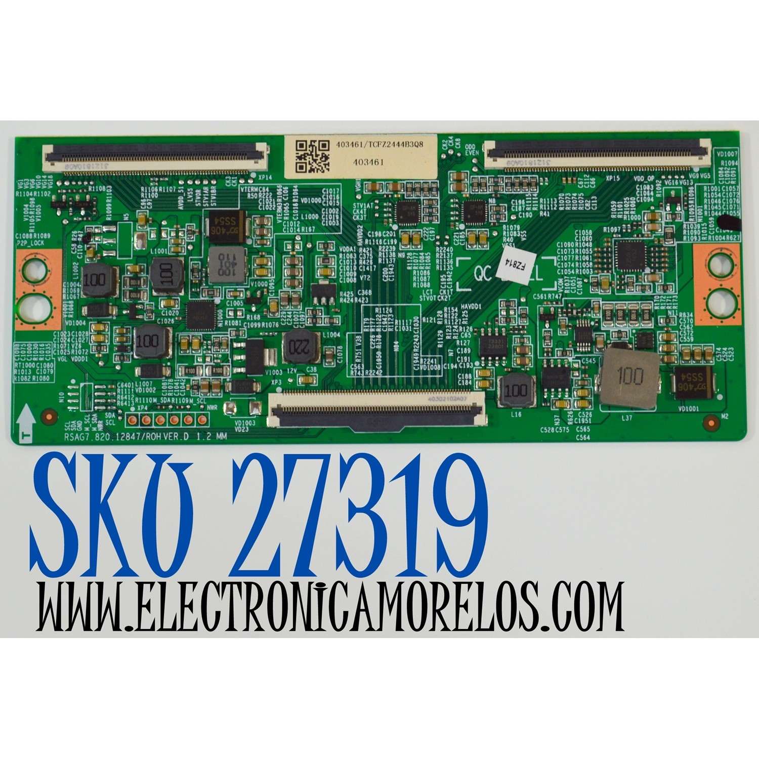 T-CON ORIGINAL PARA TV HISENSE / NUMERO DE PARTE 403461 / RSAG7.820.12847/ROH / H41804PNS48A1 / RSAG7.820.12847/ROH VER.D / TCFZ2444B3Q8 / PANEL HD650H1U74-T0L7B6 / DISPLAY HV650QUB-E75 REV.2.0 / MODELO 65QD7N