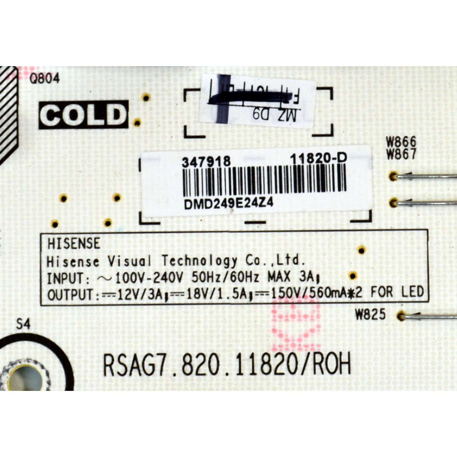 FUENTE DE PODER ORIGINAL PARA TV HISENSE / NUMERO DE PARTE 347918 / RSAG7.820.11820/ROH / CQC13134095636 / HDCEM1 / 11820-D / DMD249E24Z4 / PANEL HD750H1U71-T0L4K1\ROH  / DISPLAY HV750QUB-F92 / MODELO 75R6E5 / 75A6NV - Imagen 2