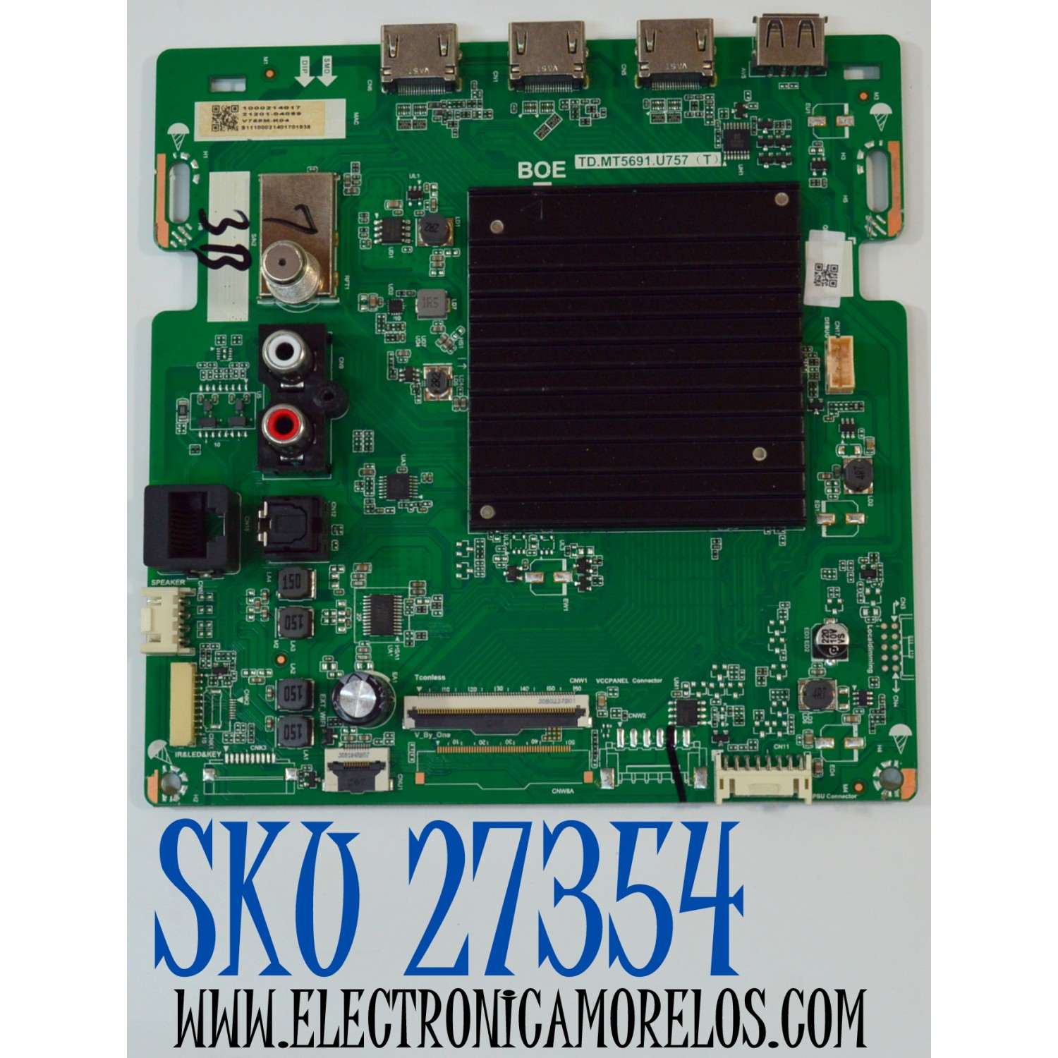 MAIN ORIGINAL PARA TV VIZIO 4K UHD HDR SMARTCAST / NUMERO DE PARTE 21201-04089 / TD.MT5691.U757 (T) / 1000214017 / S11100021401701938 / PANEL BOEI750WQ1 / DISPLAY HV750QUB-F91 / MODELO V755M-K04 / V755M-K04 LBSFR5KZ