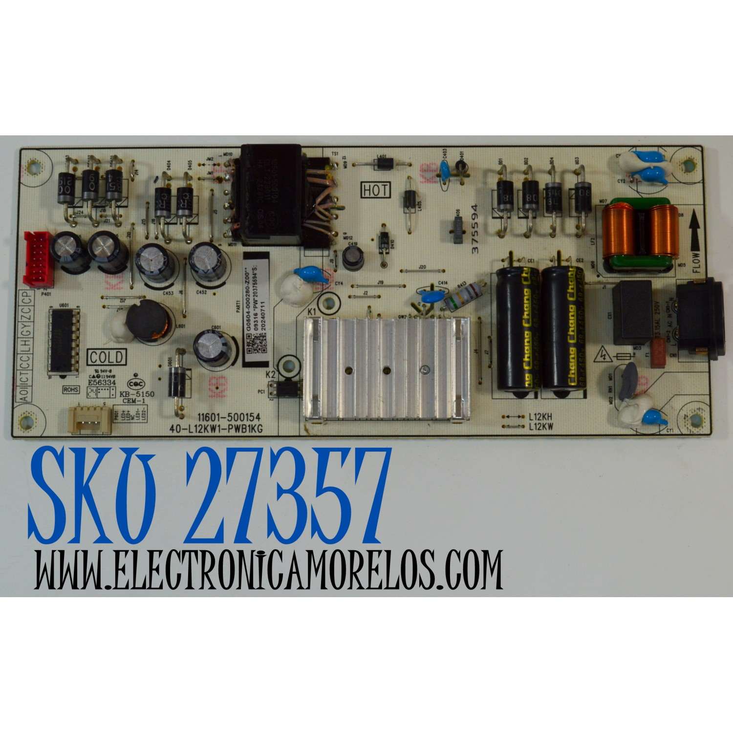 FUENTE DE PODER ORIGINAL PARA TV TCL / NUMERO DE PARTE G0504-000280 / 40-L12KW1-PWB1KG / 11601-500154 / G0504-000280-Z00 / 20375594 / 20240711 / PANEL LVU430NDAL / DISPLAY T430QVN03.G / MODELO 43S470G / 43S451