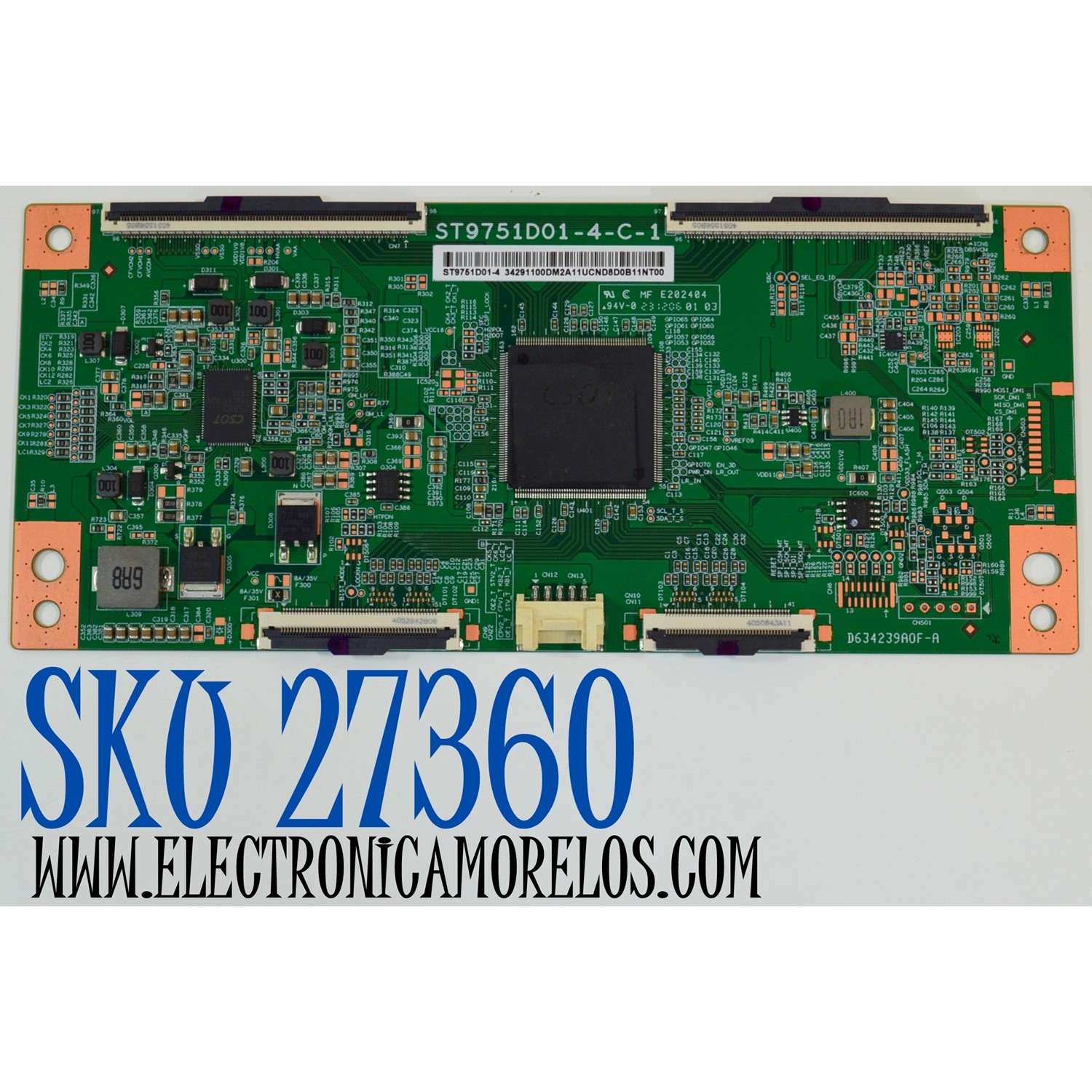 T-CON ORIGINAL PARA TV LG / NUMERO DE PARTE 34291100DM2A / ST9751D01-4-C-1 / D634239A0F-A / 34291100DM2A11 / PANEL LVU980C0DAN / DISPLAY ST9751D01-4 VER.2.2 / MODELO 98UT9000PUA.CUSCKH
