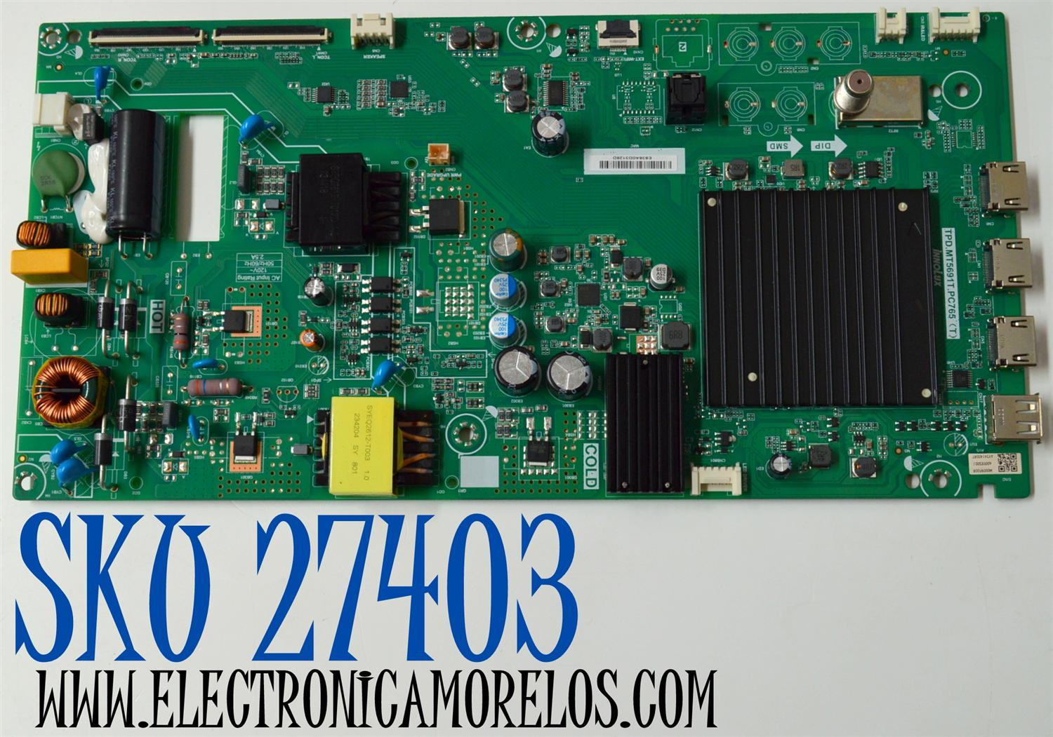 MAIN FUENTE COMBO ORIGINAL PARA TV VIZIO 4K UHD HDR SMARTCAST / NUMERO DE PARTE TPD.MT5691T.PC765 / TPD.MT5691.PC765 (T) / M0009F00R / PANEL V500DJ7-E03 REV.CE / V500DJ7-203 / DISPLAY V500DJ7-QE1 REV.ZY / MODELO V4K50C-0809 / V4K50C-0809 LINIU9GA