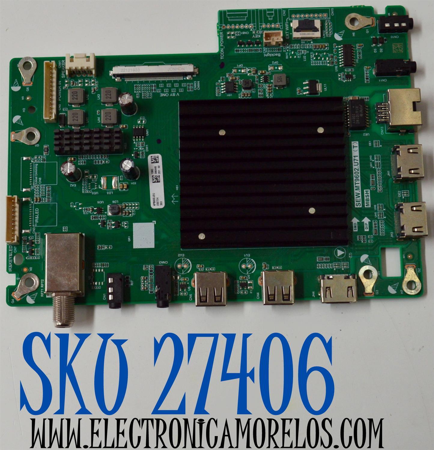 MAIN ORIGINAL PARA TV SHARP 4K UHD HDR / NUMERO DE PARTE 4PB65EJ2U / SEW.MT9602.U71 (T) / MBSH / 4PB65EJ2U 136 / PANEL K650WDF / DISPLAY JR645R3HA3L / MODELO 4P-B65EJ2U