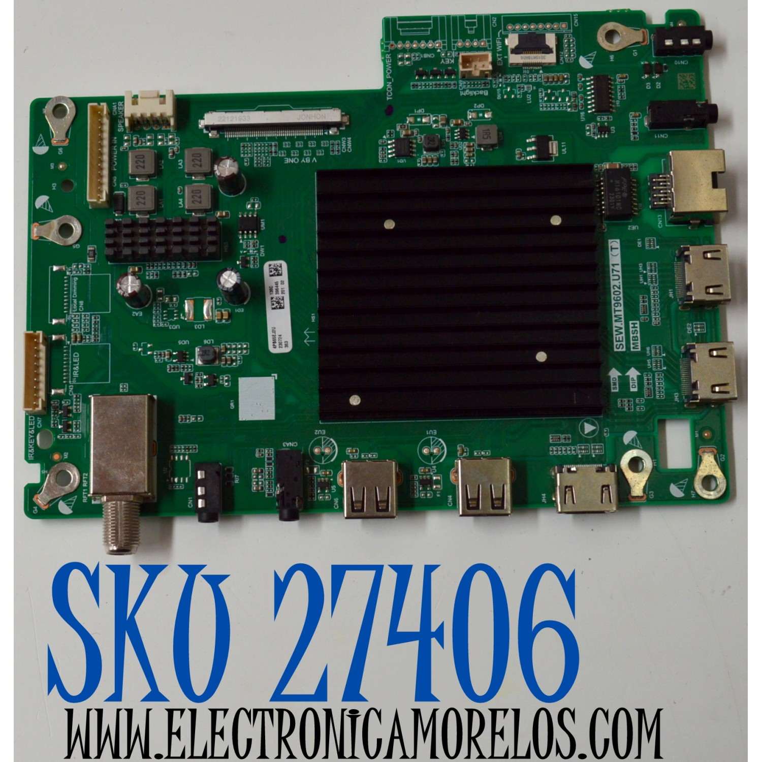 MAIN ORIGINAL PARA TV SHARP 4K UHD HDR / NUMERO DE PARTE 4PB65EJ2U / SEW.MT9602.U71 (T) / MBSH / 4PB65EJ2U 136 / PANEL K650WDF / DISPLAY JR645R3HA3L / MODELO 4P-B65EJ2U